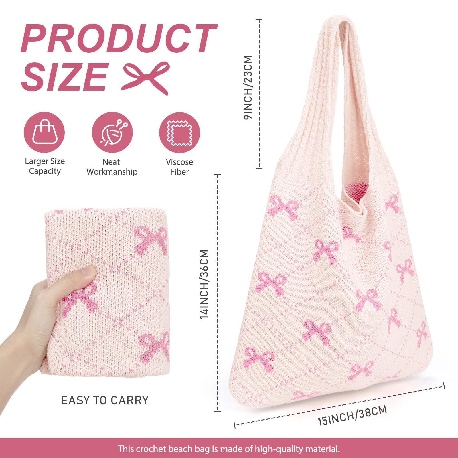 Foto 3 pulgar | Bolso De Mano Kpx, Tejido De Malla De Playa, Tamaño Grande, Para Mujer, Rosa - Venta Internacional.