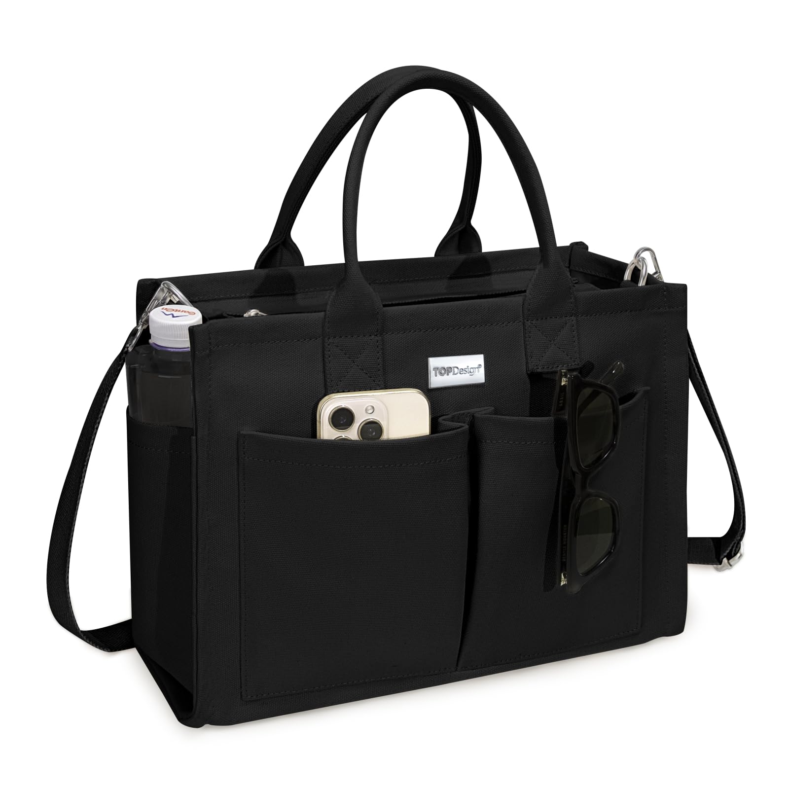 Foto 1 | Bolsa De Lona Resistente Con Diseño Superior Para Mujer, Color Negro - Venta Internacional.