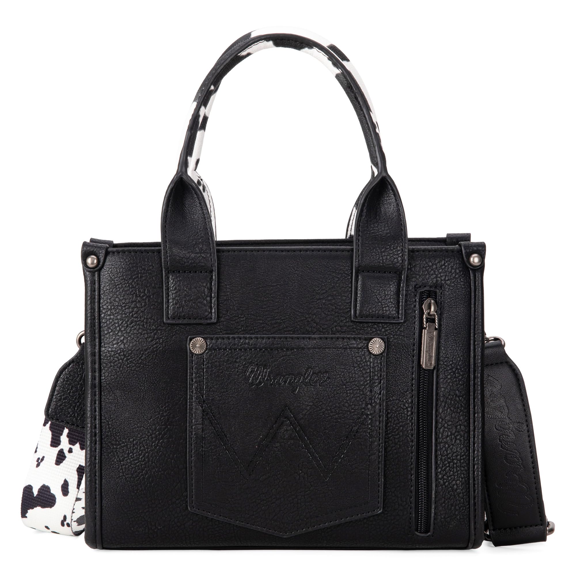 Foto 6 | Bolso Wrangler Con Estampado De Vaca Para Mujer, Negro, Con Correa De Guitarra - Venta Internacional.