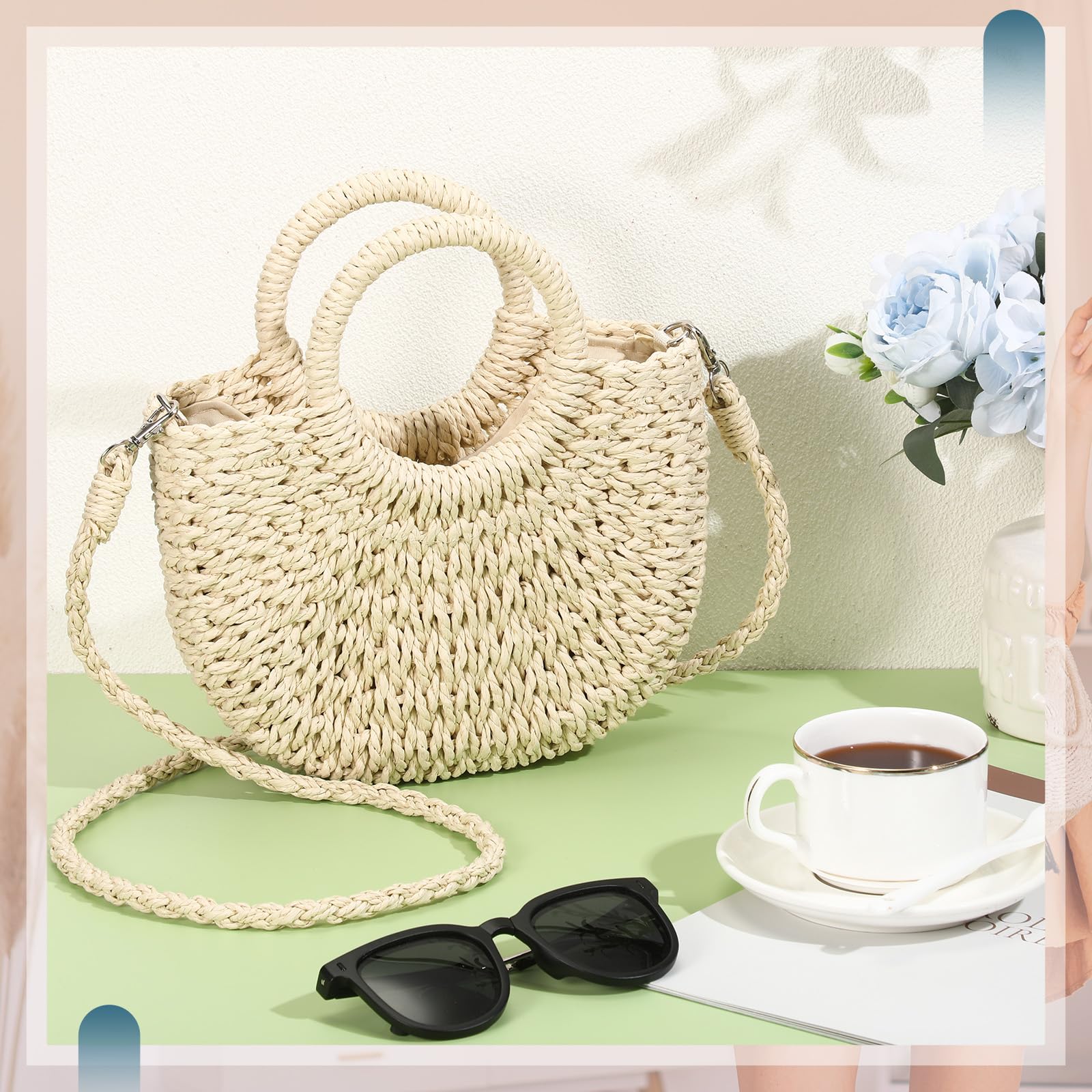 Foto 4 pulgar | Bolso De Paja Frienda Summer Beach Hecho A Mano Para Mujer - Venta Internacional.