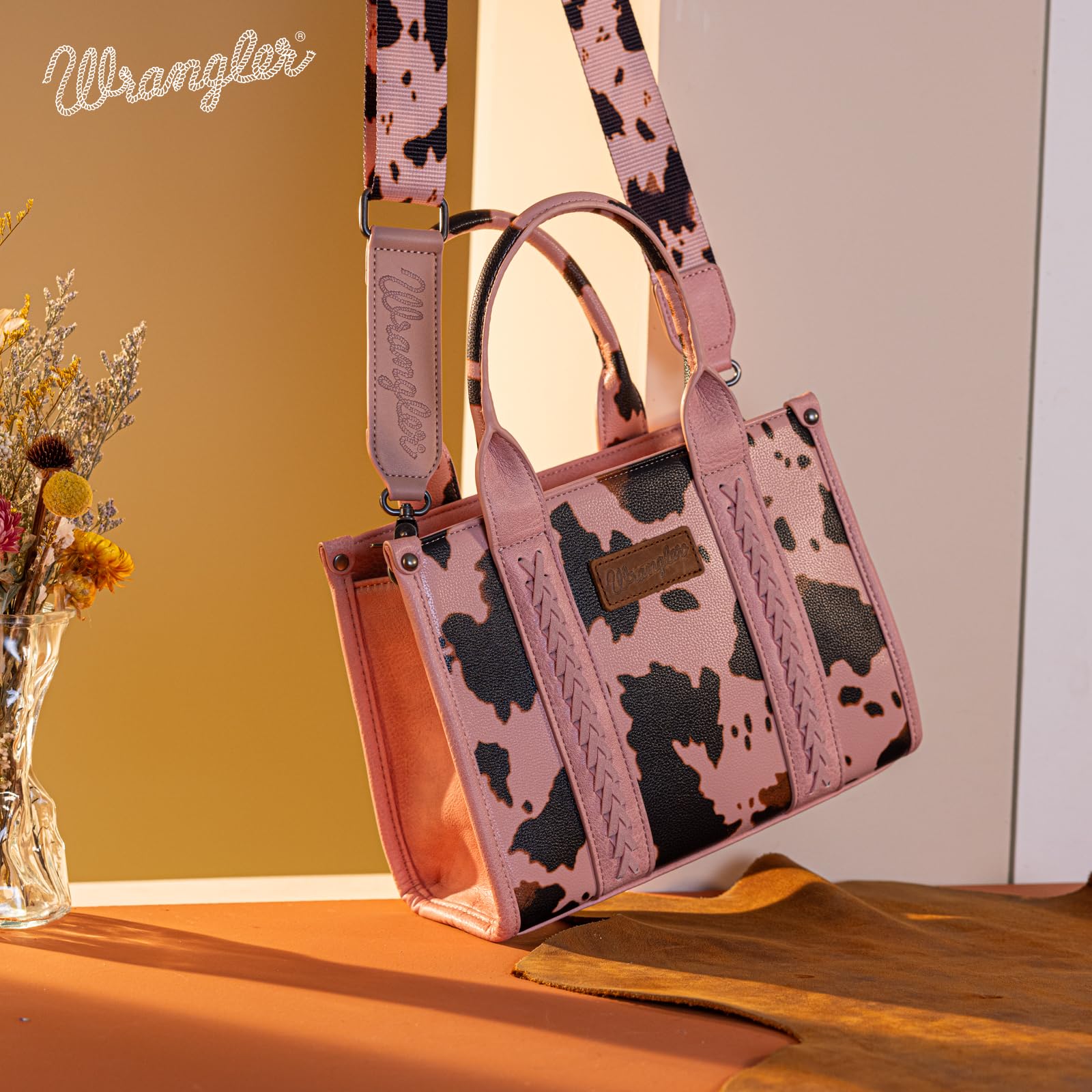 Foto 7 pulgar | Bolso Wrangler Con Estampado De Vaca Para Mujer, Estilo Western, Color Rosa - Venta Internacional.