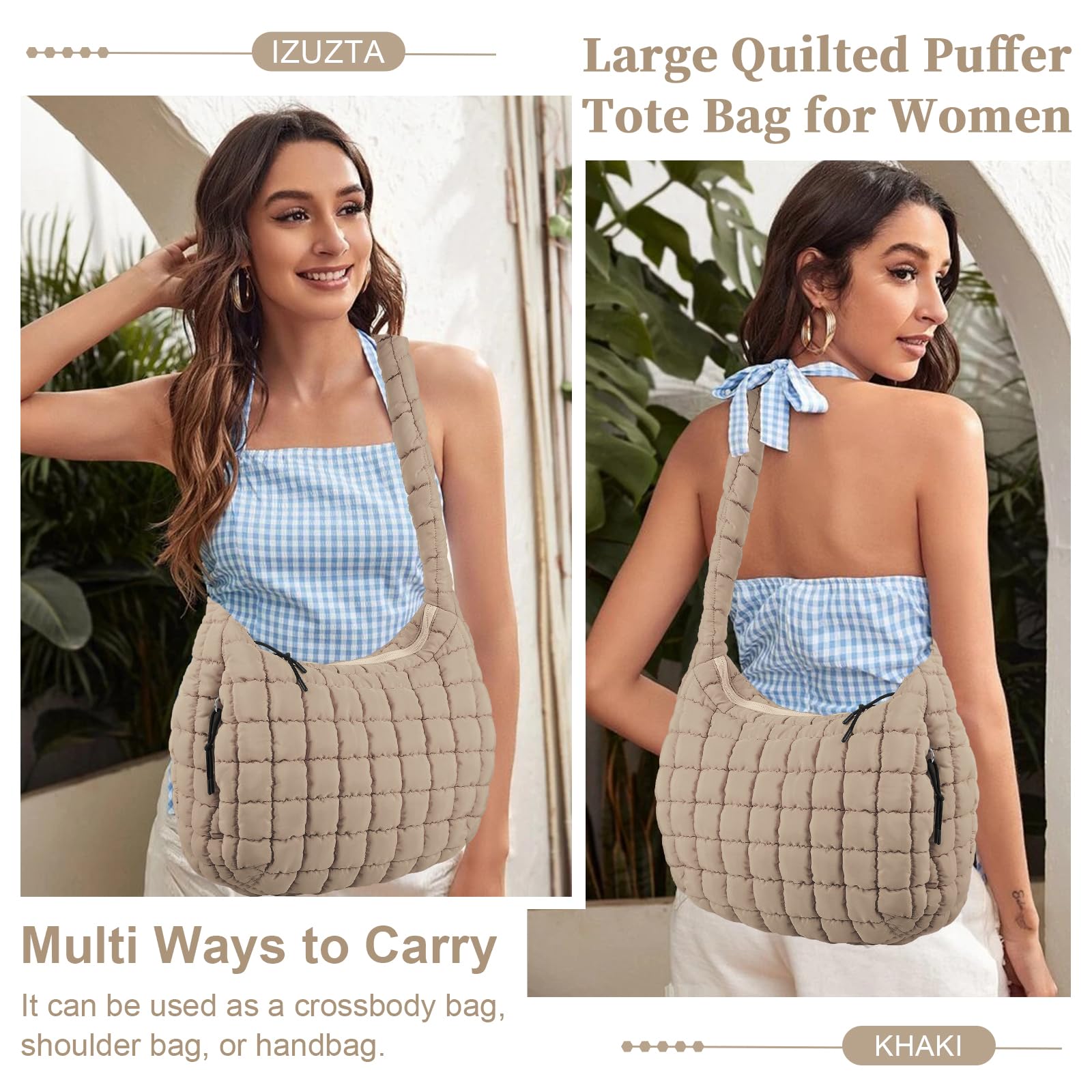 Foto 6 pulgar | Bolso De Mano Izuzta, Acolchado, Grande, De Nailon Hinchado, Para Mujer - Venta Internacional.