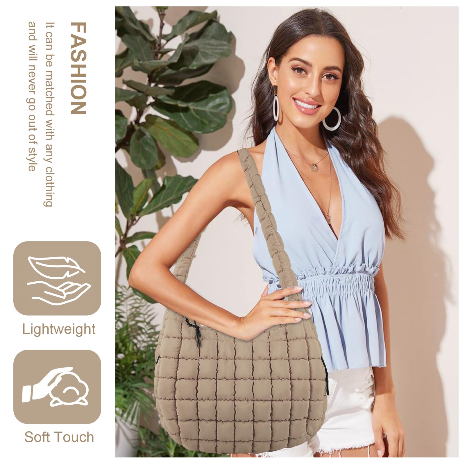 Foto 7 pulgar | Bolso De Mano Izuzta, Acolchado, Grande, De Nailon Hinchado, Para Mujer - Venta Internacional.