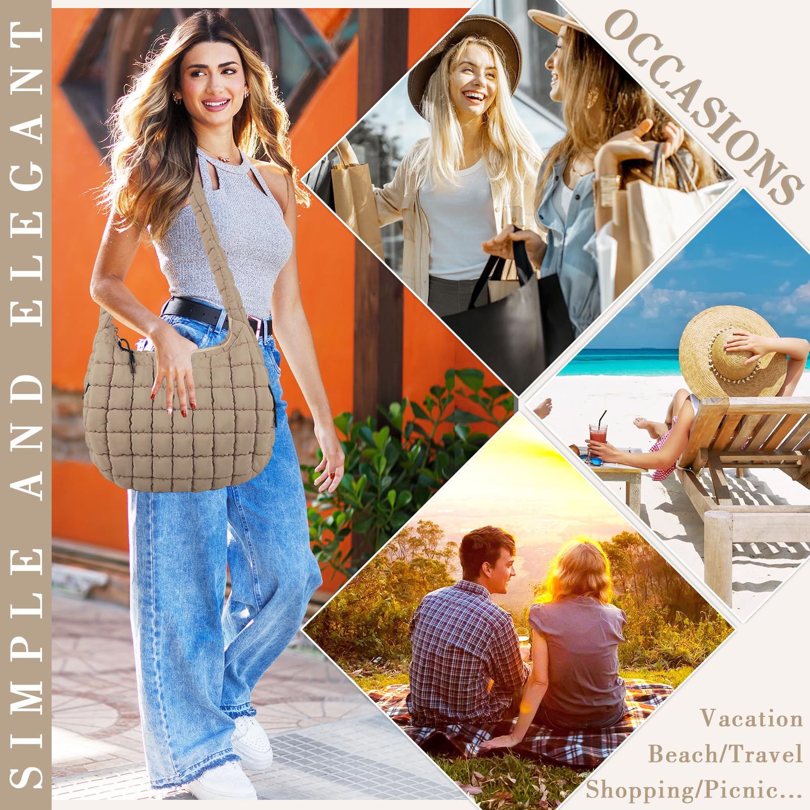 Foto 7 | Bolso De Mano Izuzta, Acolchado, Grande, De Nailon Hinchado, Para Mujer - Venta Internacional.