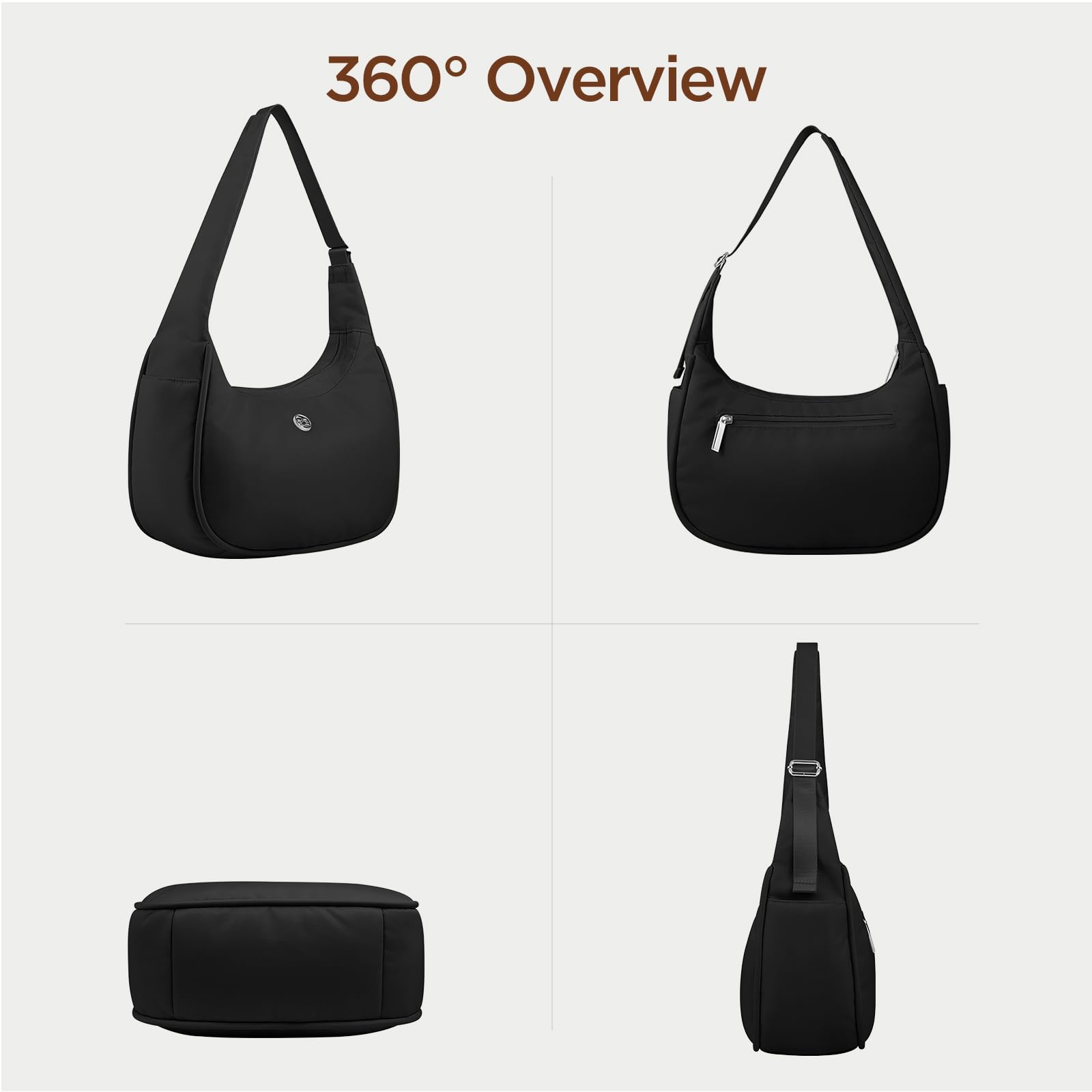 Foto 7 pulgar | Bolso De Hombro Babysun Mini Para Mujer, Nailon, Forma De Media Luna, 2 Litros, Negro - Venta Internacional.