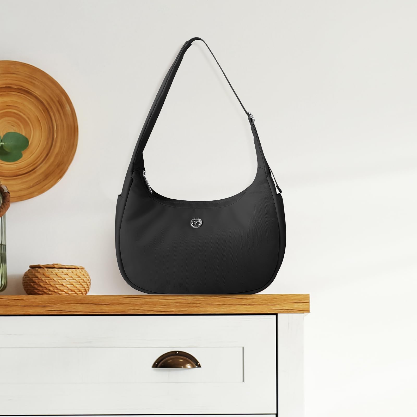 Foto 7 | Bolso De Hombro Babysun Mini Para Mujer, Nailon, Forma De Media Luna, 2 Litros, Negro - Venta Internacional.