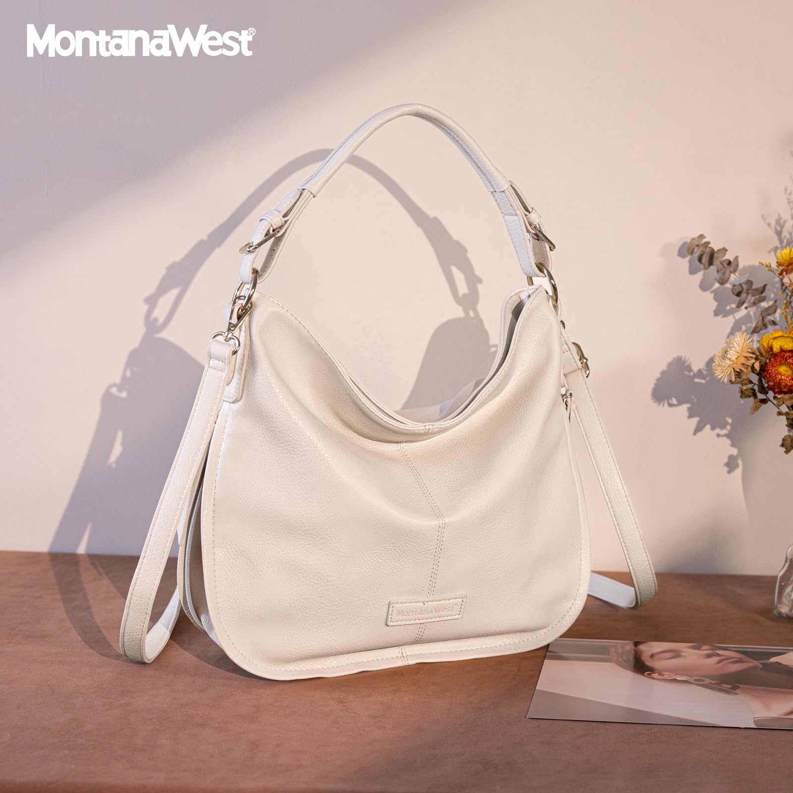 Foto 3 pulgar | Bolso De Mano Montana West Hobo De Cuero Vegano Beige Mww16-1022bg - Venta Internacional.
