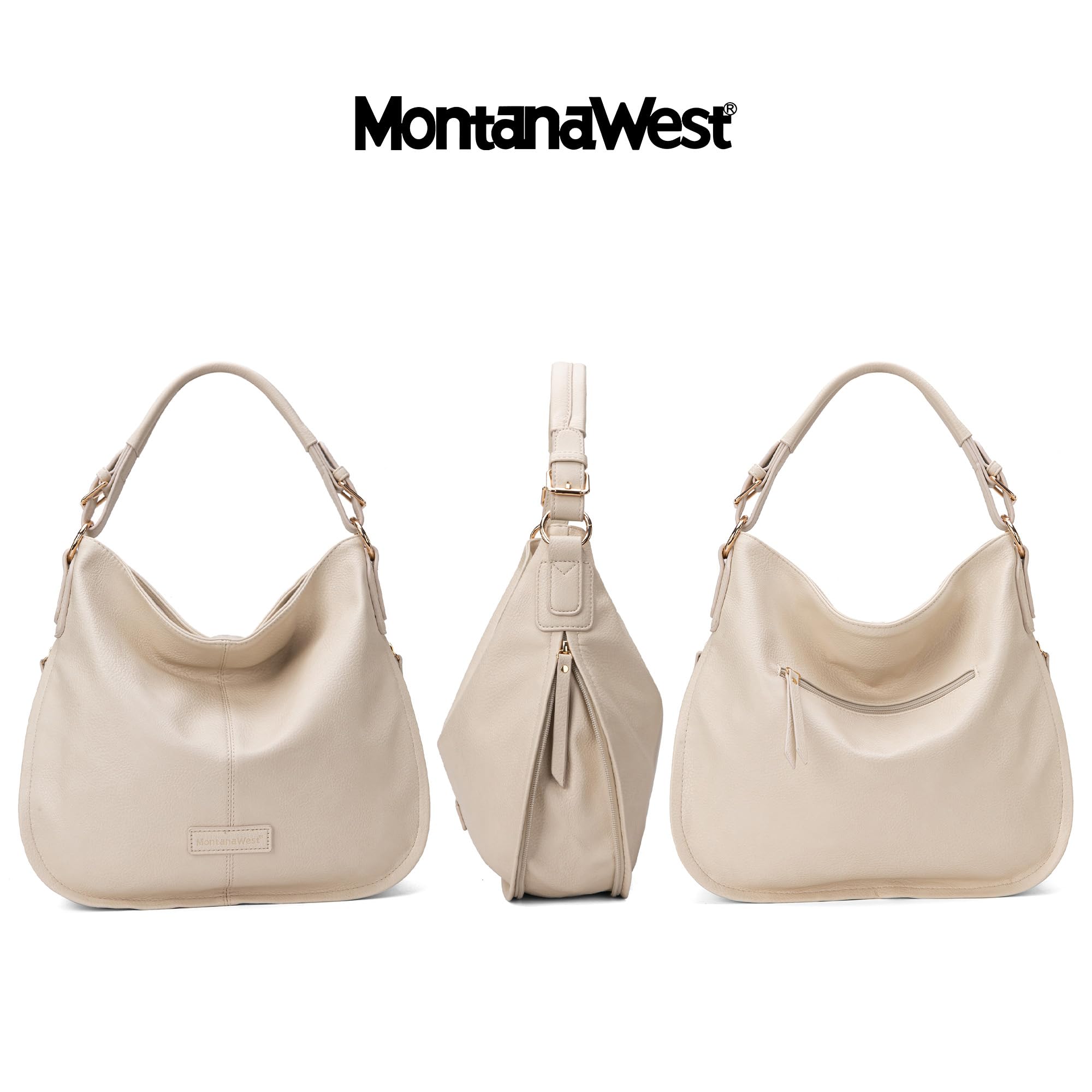 Foto 6 pulgar | Bolso De Mano Montana West Hobo De Cuero Vegano Beige Mww16-1022bg - Venta Internacional.