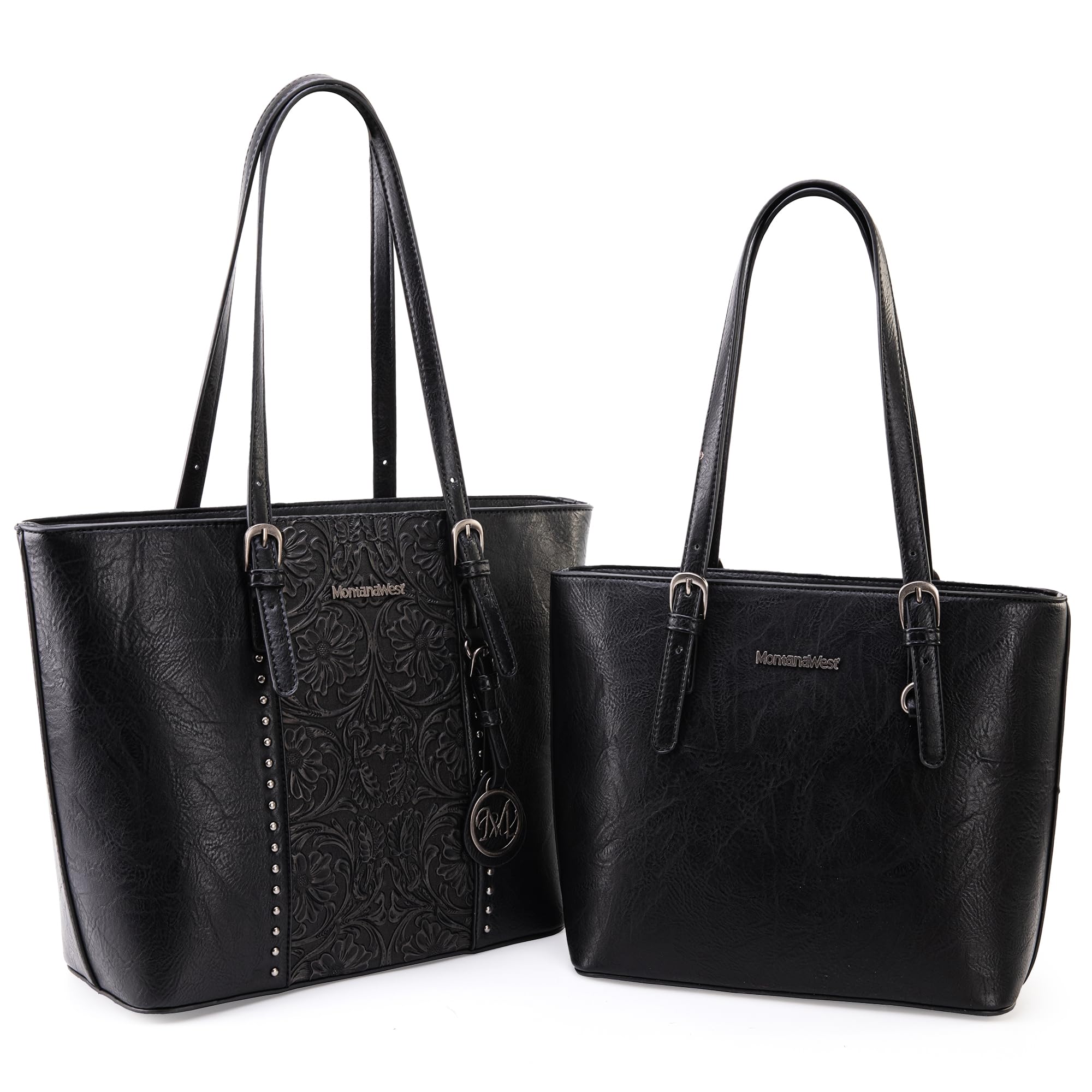 Foto 2 pulgar | Bolso De Mano Montana West De Cuero Vegano Estampado Negro, Juego De 2 Piezas - Venta Internacional.