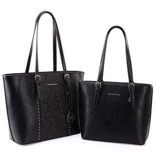 Foto 1 | Bolso De Mano Montana West De Cuero Vegano Estampado Negro, Juego De 2 Piezas - Venta Internacional.