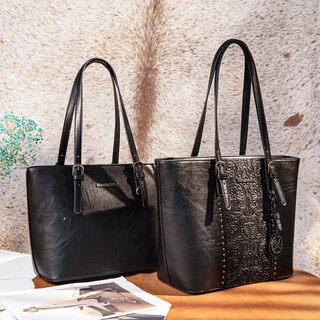 Foto 2 | Bolso De Mano Montana West De Cuero Vegano Estampado Negro, Juego De 2 Piezas - Venta Internacional.