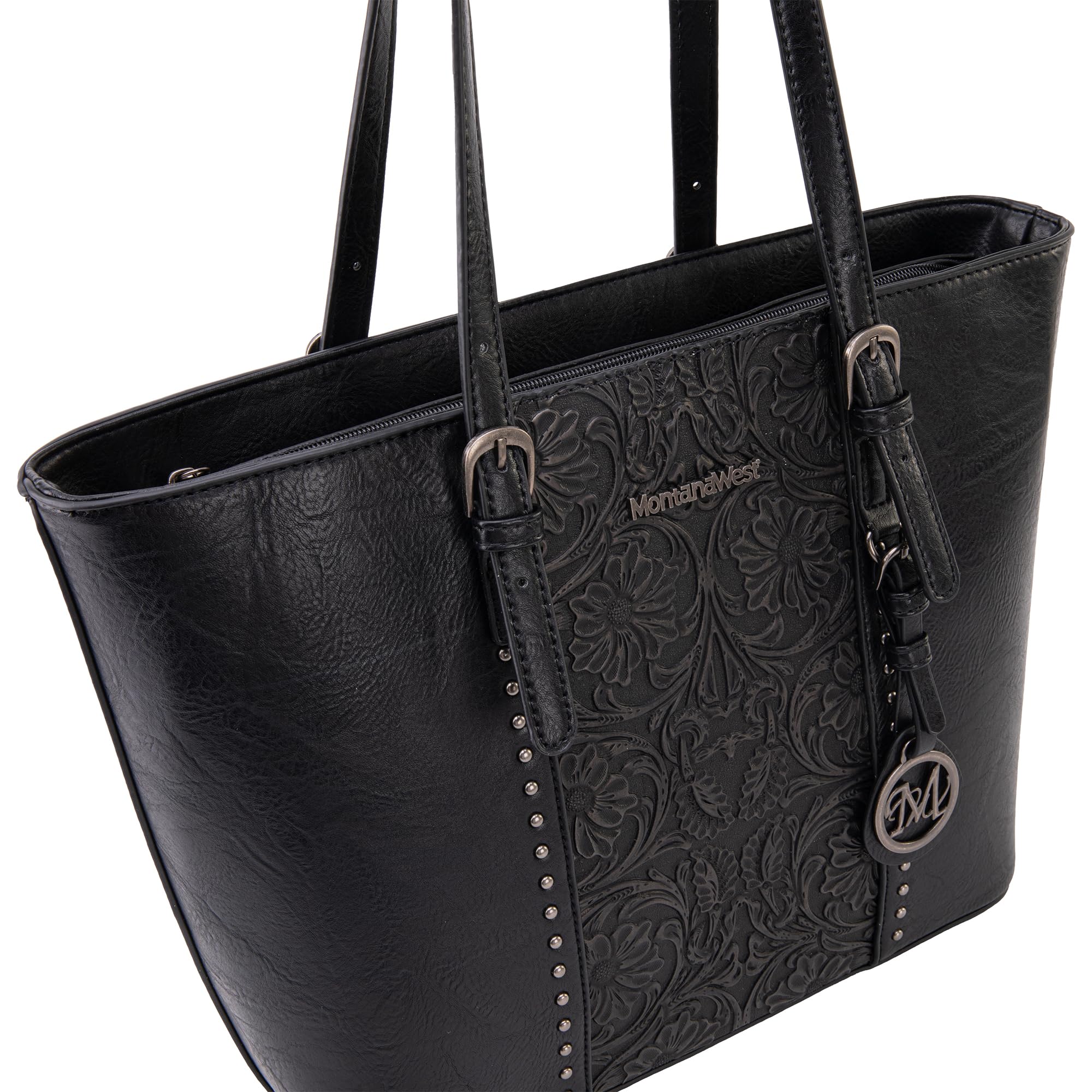Foto 3 | Bolso De Mano Montana West De Cuero Vegano Estampado Negro, Juego De 2 Piezas - Venta Internacional.