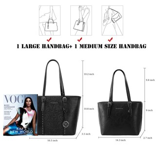 Foto 4 | Bolso De Mano Montana West De Cuero Vegano Estampado Negro, Juego De 2 Piezas - Venta Internacional.