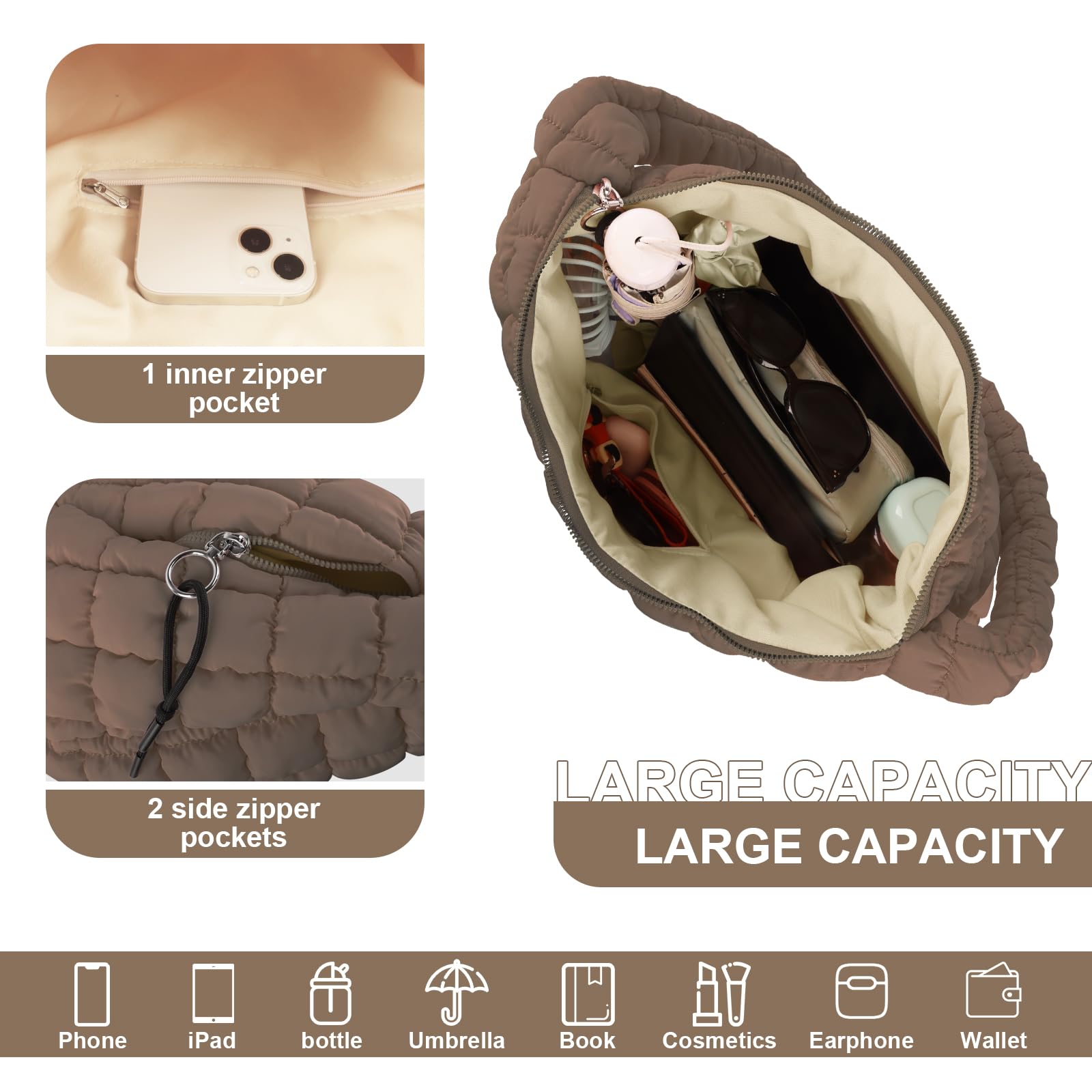 Foto 5 pulgar | Bolsa Acolchada Uixizq Para Mujer, Acolchada, Nailon, Color Cian - Venta Internacional.