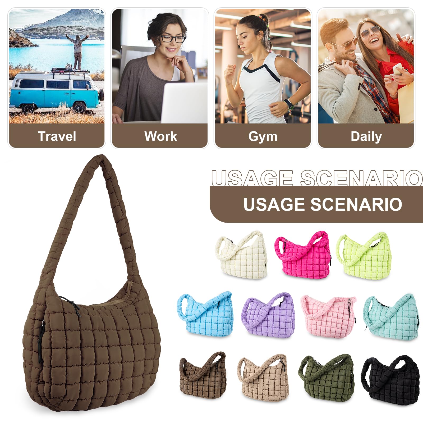 Foto 8 pulgar | Bolsa Acolchada Uixizq Para Mujer, Acolchada, Nailon, Color Cian - Venta Internacional.