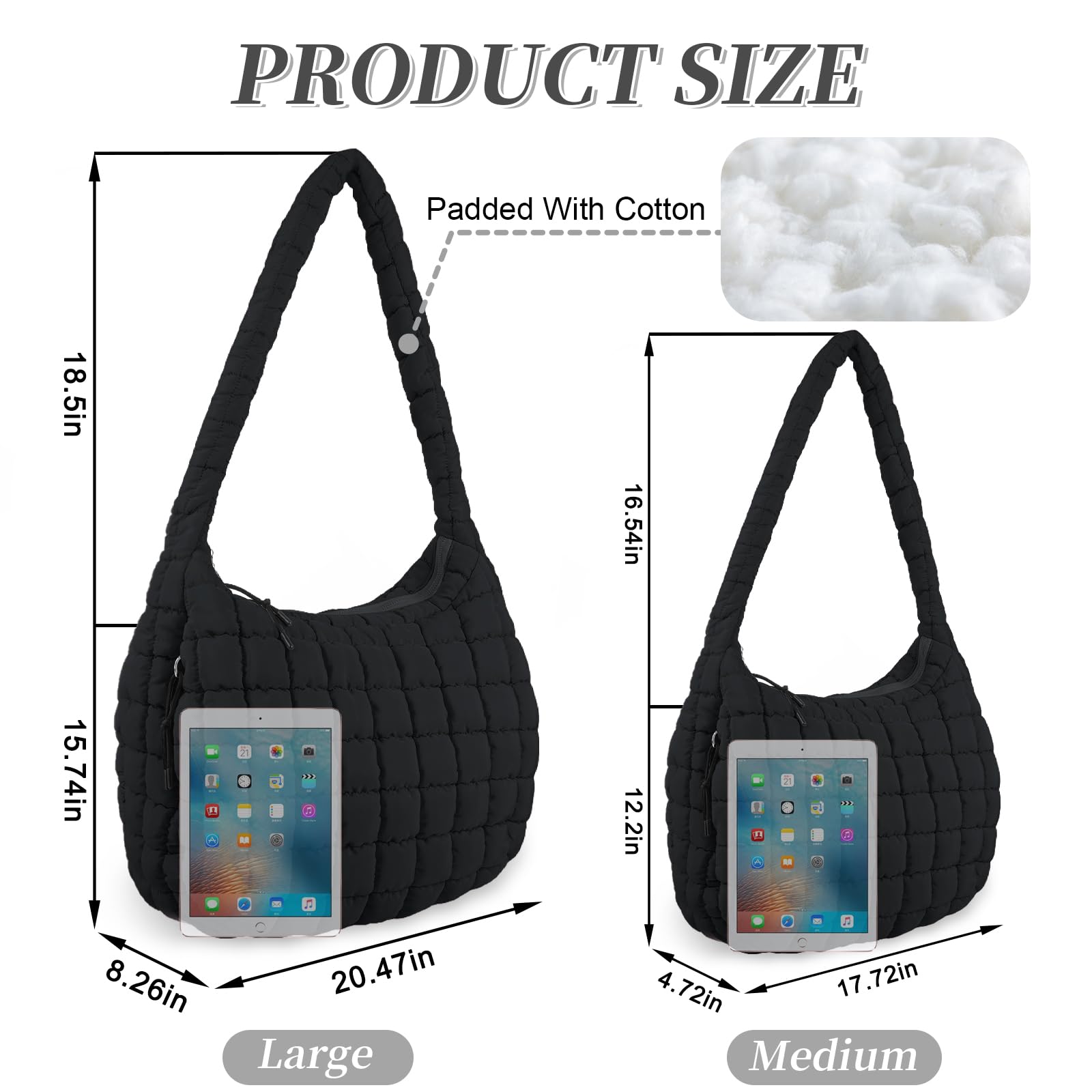 Foto 2 | Bolsa Izuzta, Acolchada, Grande, Acolchada, Ligera, De Nailon Negro - Venta Internacional.