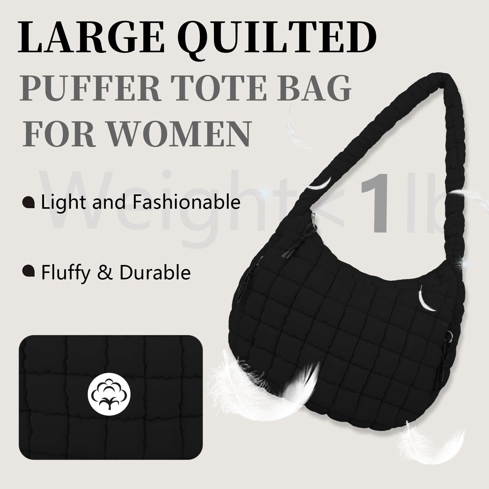 Foto 7 pulgar | Bolsa Izuzta, Acolchada, Grande, Acolchada, Ligera, De Nailon Negro - Venta Internacional.