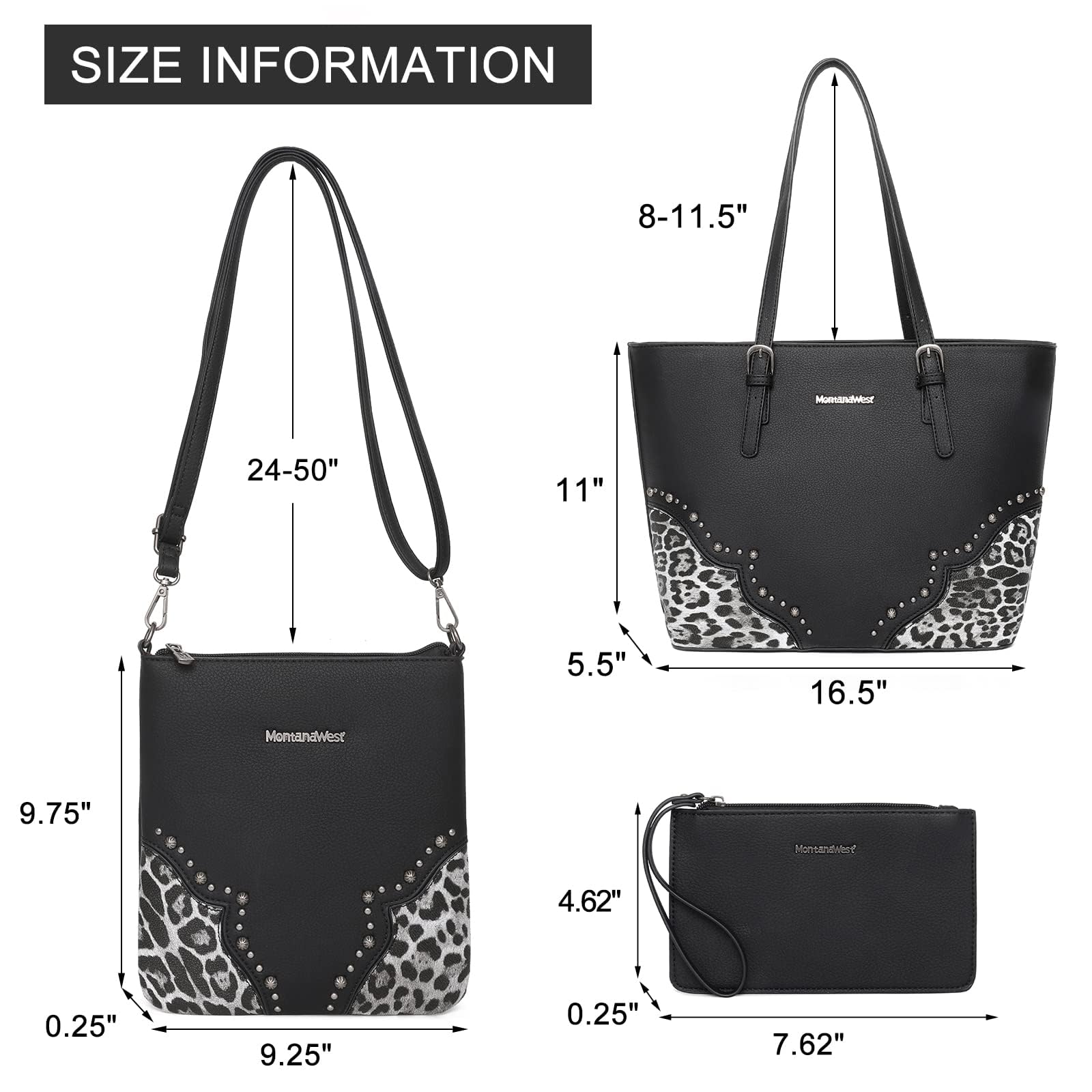 Foto 7 pulgar | Conjunto De Bolsos Montana West Mwc3-g058bk Con Estampado De Leopardo Para Mujer - Venta Internacional.