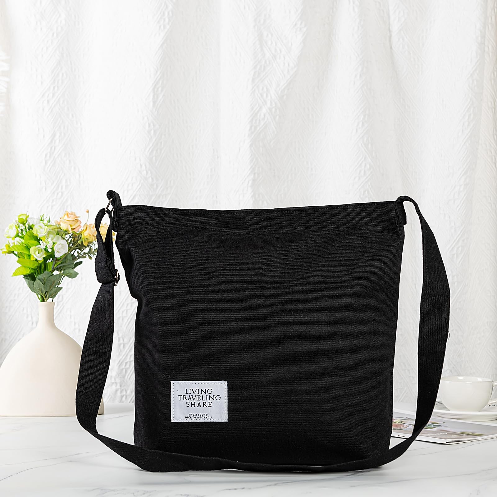 Foto 5 pulgar | Bolso De Hombro Covelin Retro Canvas Para Mujer Negro - Venta Internacional.