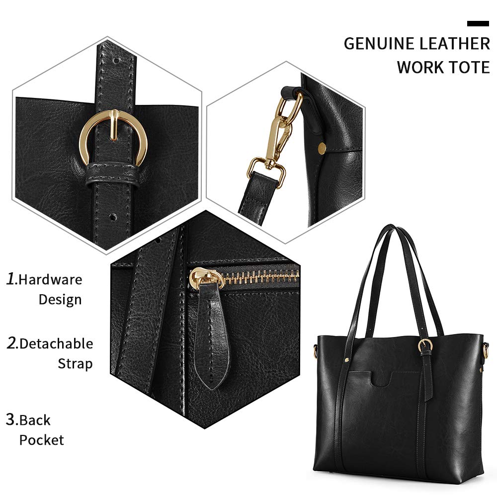 Foto 5 pulgar | Bolso Kattee De Piel Auténtica Vintage Para Mujer, Color Negro - Venta Internacional.