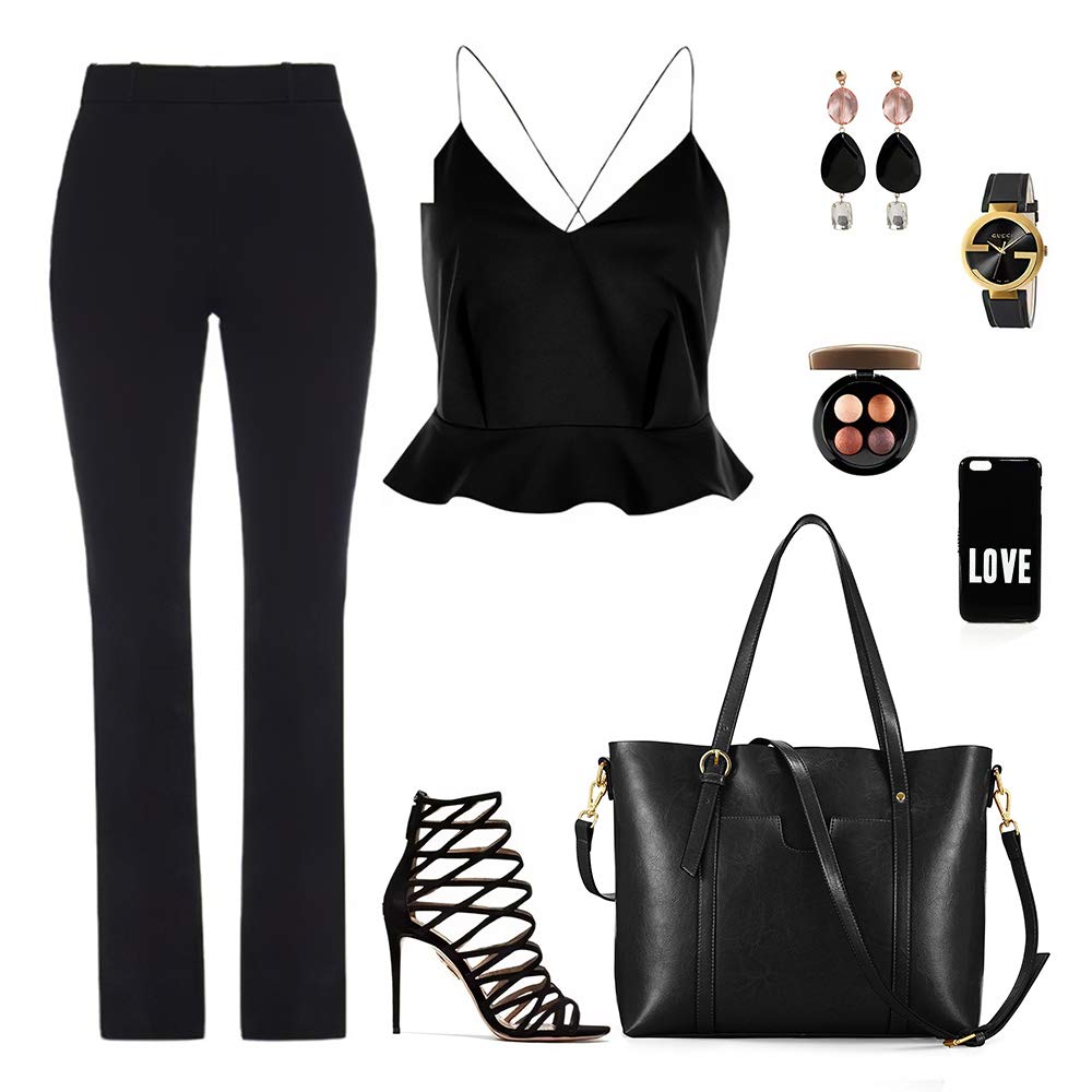 Foto 7 | Bolso Kattee De Piel Auténtica Vintage Para Mujer, Color Negro - Venta Internacional.