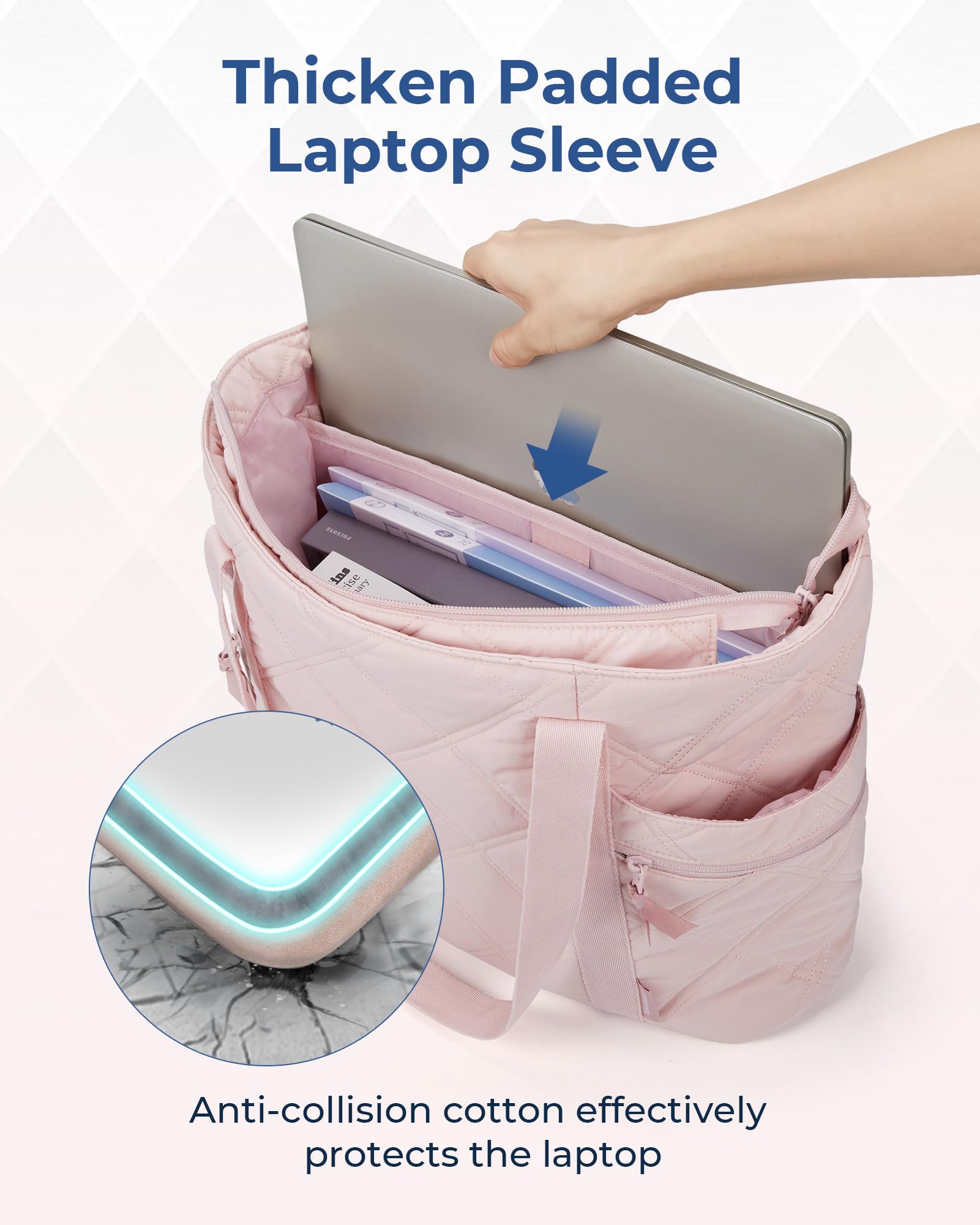 Foto 6 pulgar | Bolsa De Mano Bagsmart Puffer Carry On Tote 24 L Para Mujer, Color Rosa - Venta Internacional.