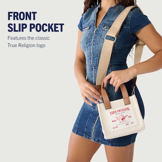 Foto 3 | Bolsa De Lona Natural True Religion Mini Travel Para Mujer - Venta Internacional.