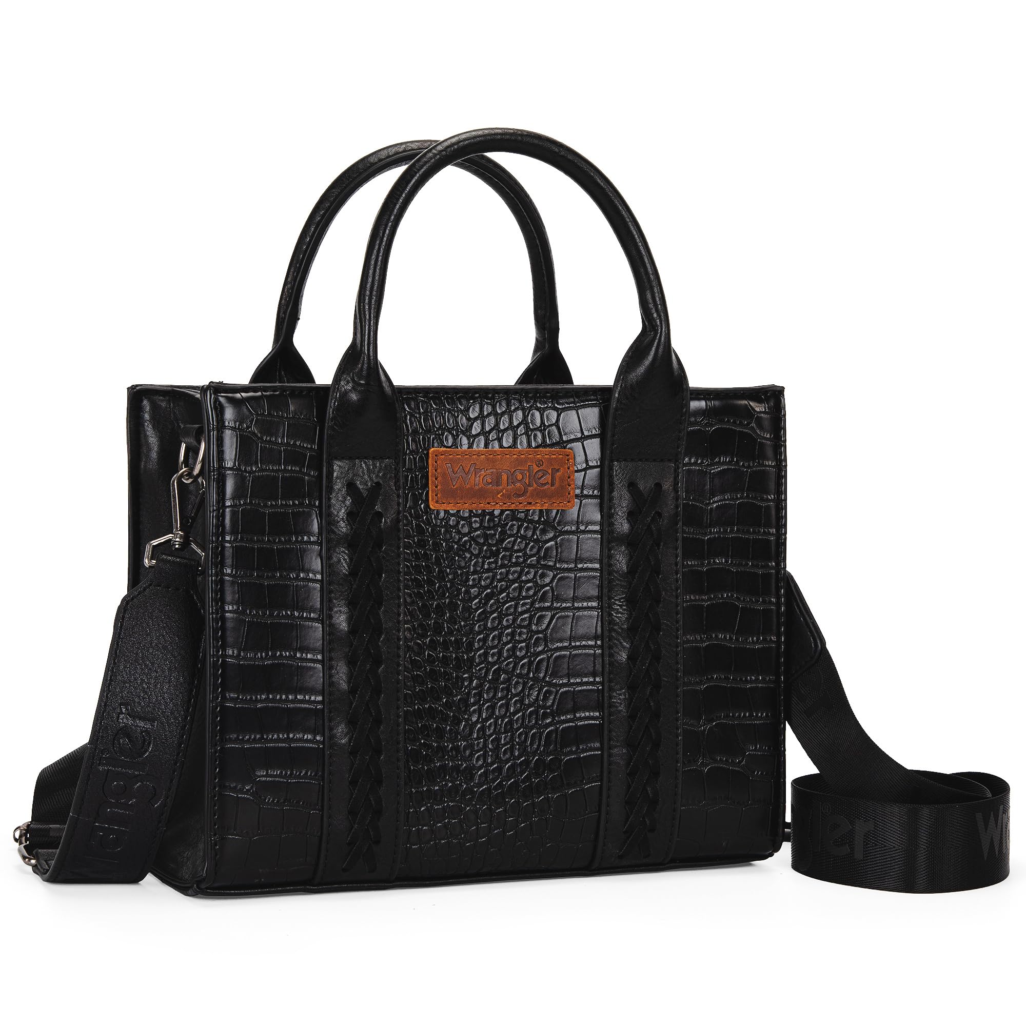 Bolso De Mano Montana West Wrangler Para Mujer, Estampado De Cocodrilo Negro - Venta Internacional.