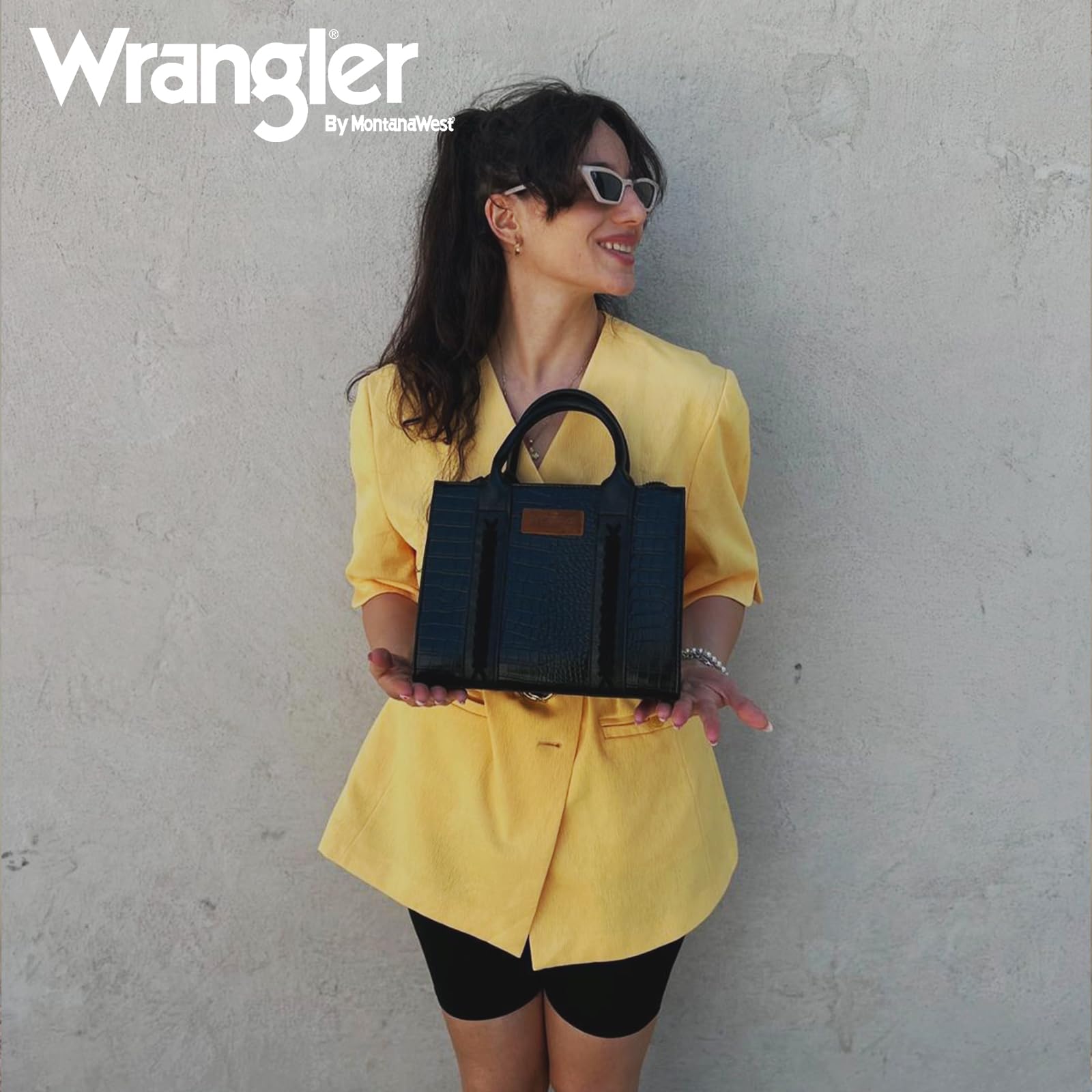 Foto 3 pulgar | Bolso De Mano Montana West Wrangler Para Mujer, Estampado De Cocodrilo Negro - Venta Internacional.
