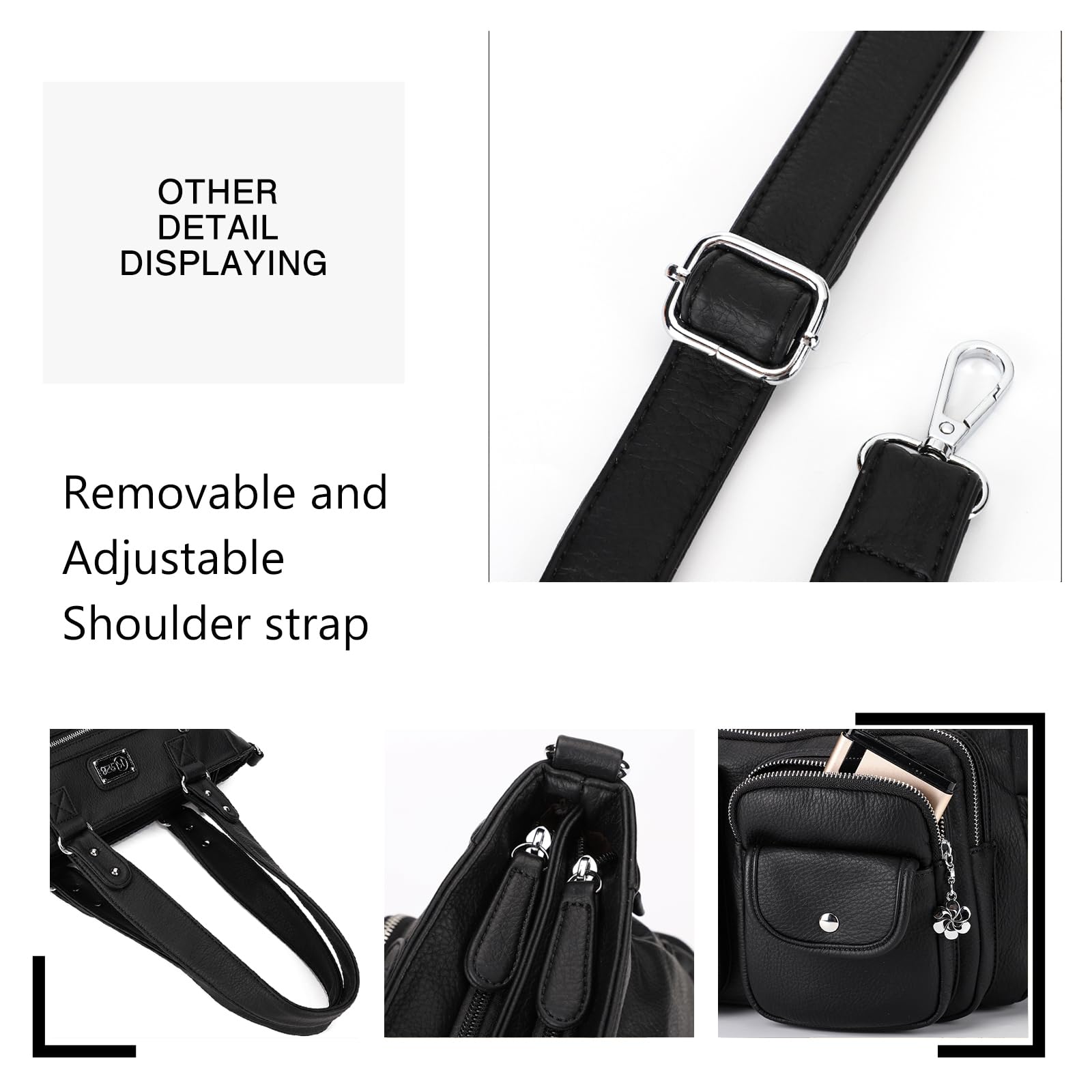 Foto 4 | Bolso De Hombro Kl928, Bolsos Grandes Para Mujer, Bolsos De Mano, Color Negro - Venta Internacional.