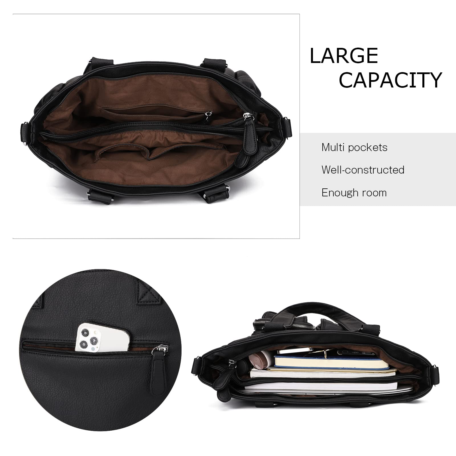 Foto 6 pulgar | Bolso De Hombro Kl928, Bolsos Grandes Para Mujer, Bolsos De Mano, Color Negro - Venta Internacional.
