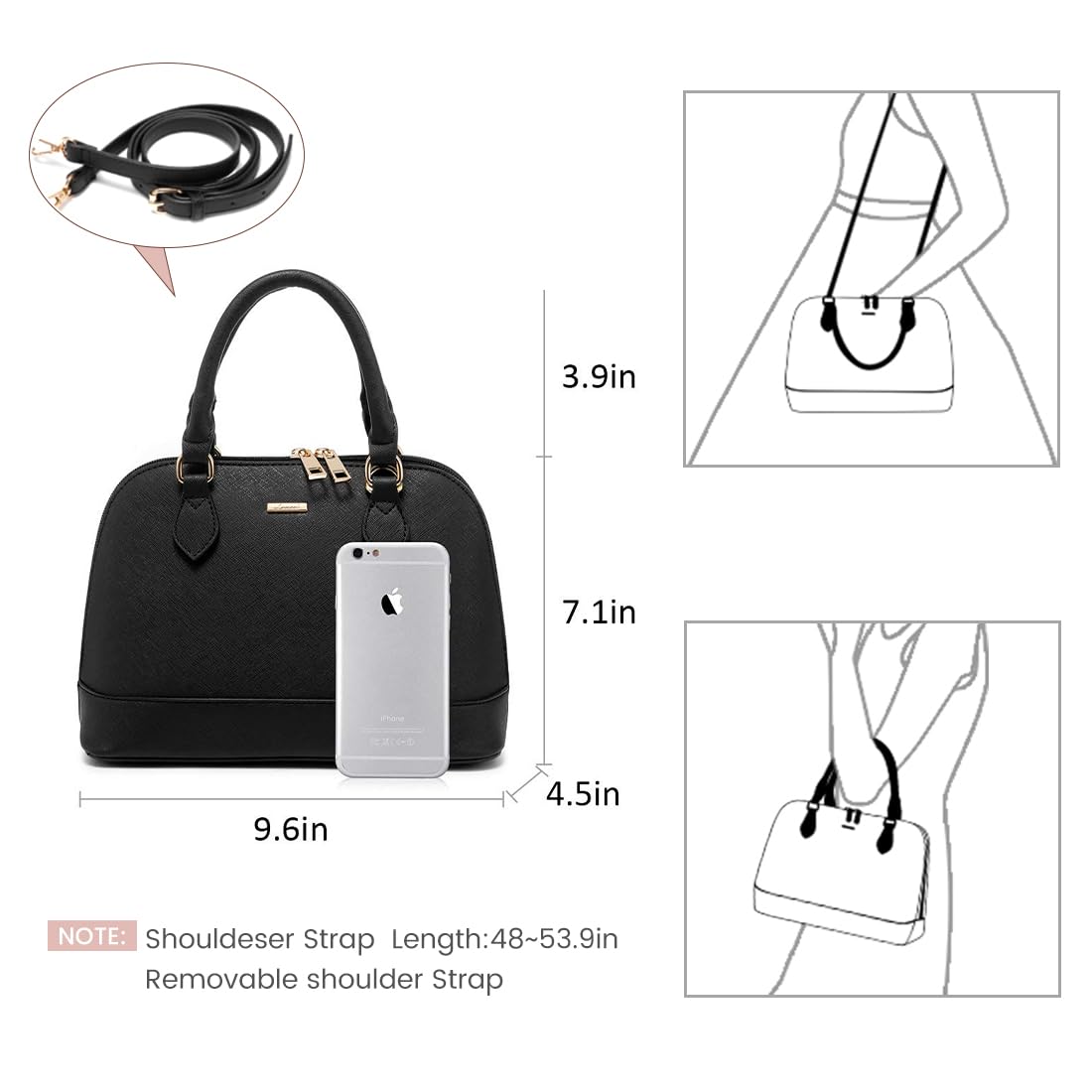 Foto 4 pulgar | Bandolera Lovevook Para Mujer Pequeña De Piel Vegana Negra - Venta Internacional.