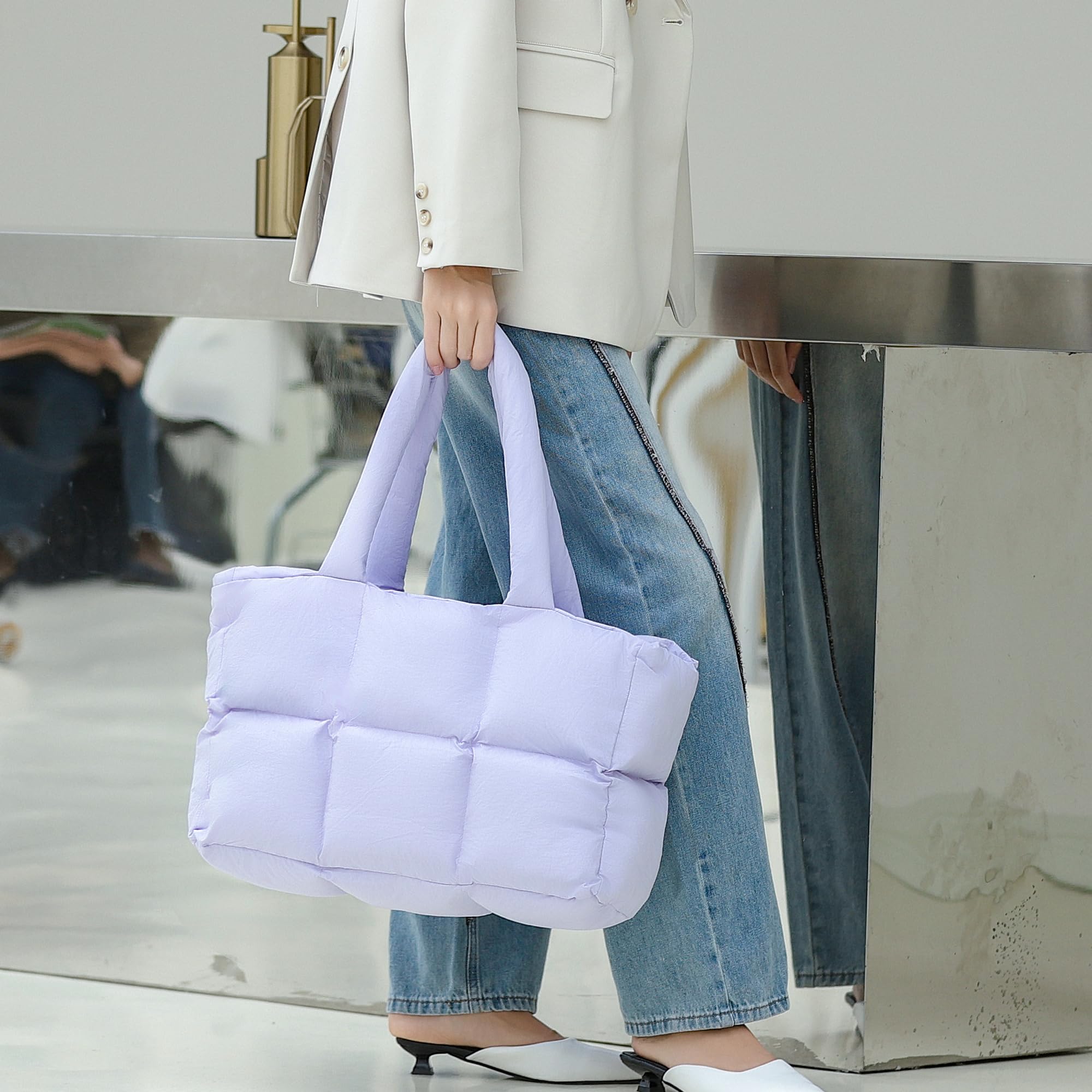 Foto 4 pulgar | Bolso De Mano Herald Puffer Para Mujer, Grande, Acolchado, Puffy Cloud, Morado - Venta Internacional.