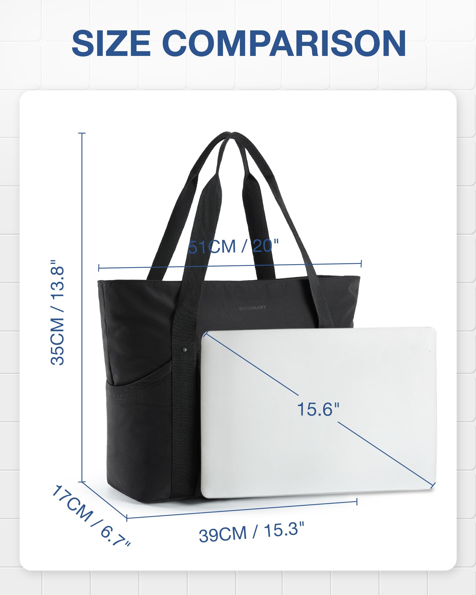 Foto 6 pulgar | Bolso De Mano Bagsmart Para Mujer, Grande, De Viaje, Con Hombro, Negro - Venta Internacional.