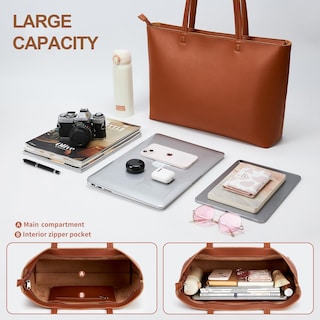Foto 5 | Bolso De Mano Kalidi De Piel Sintética Con Cremallera En El Hombro, Marrón, Para Mujer - Venta Internacional.