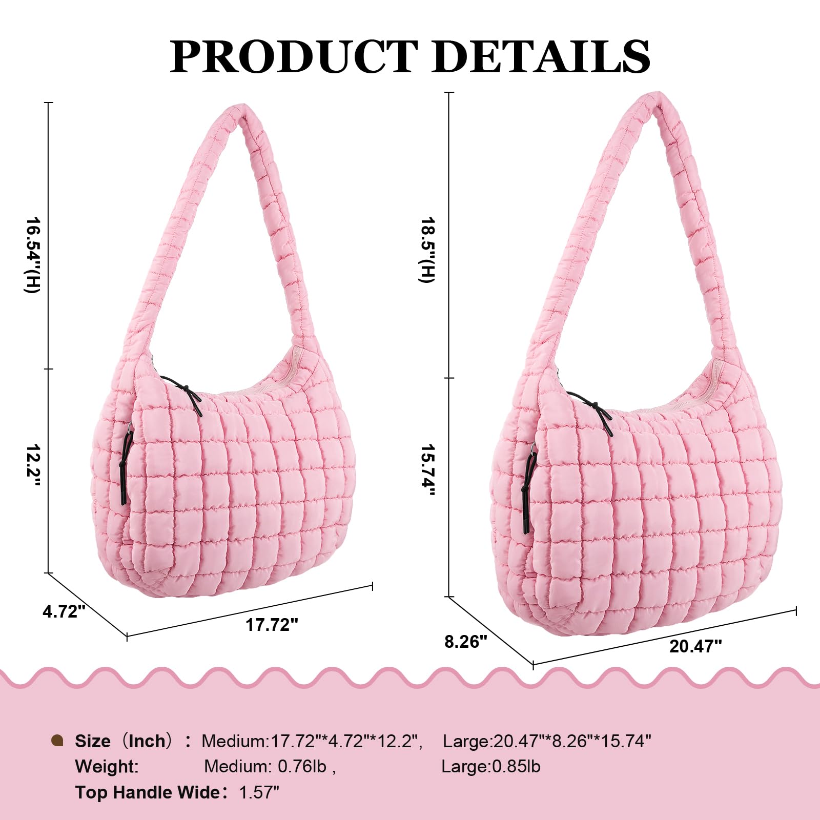 Foto 2 | Bandolera Iqimott, Acolchada, Acolchada, De Nailon, Color Rosa Burbuja - Venta Internacional.