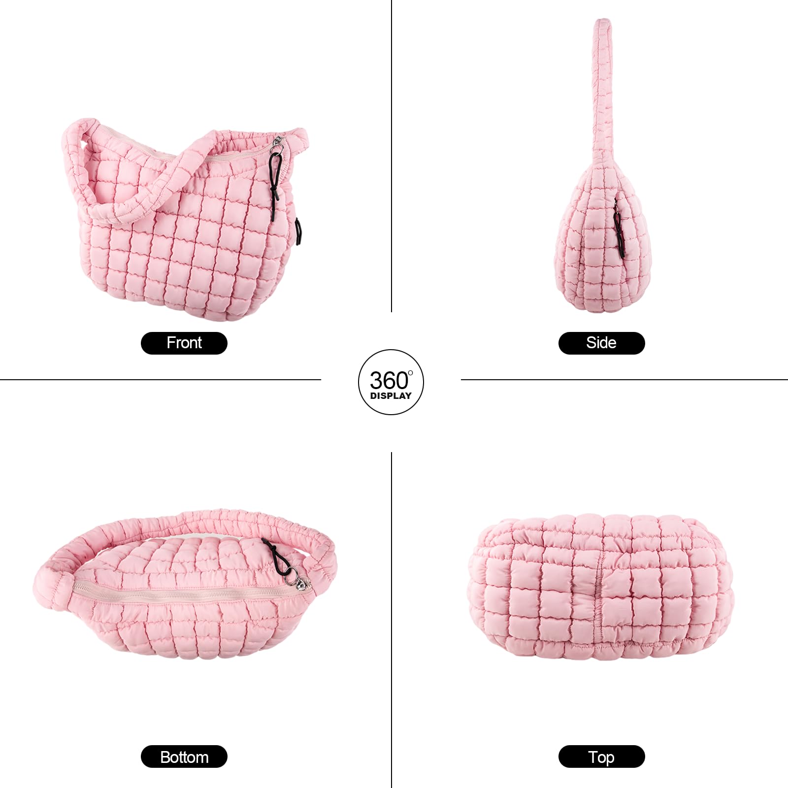 Foto 8 pulgar | Bandolera Iqimott, Acolchada, Acolchada, De Nailon, Color Rosa Burbuja - Venta Internacional.