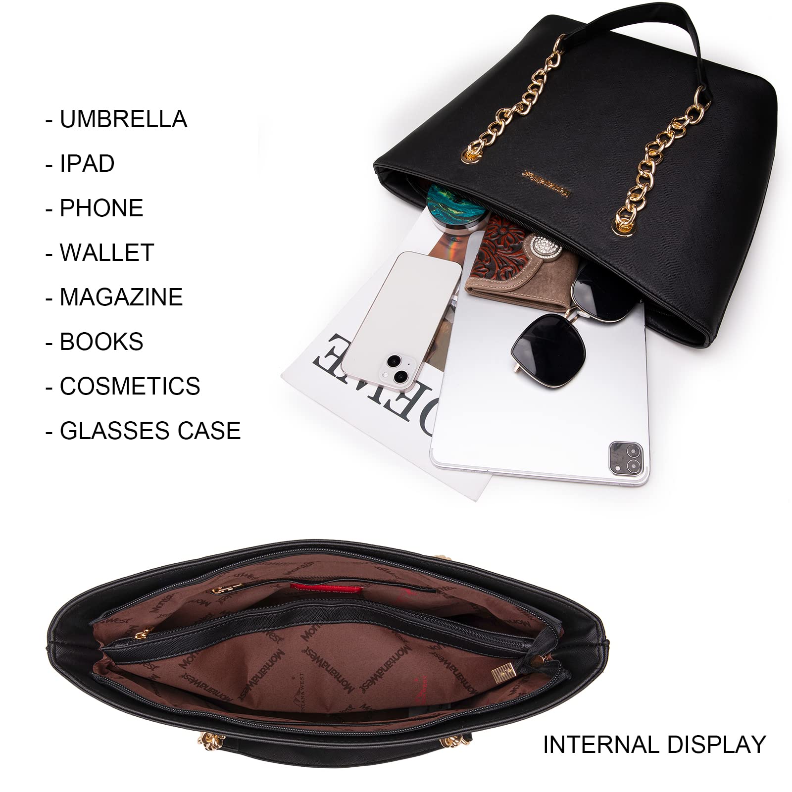 Foto 5 | Bolso De Mano Montana West Mwc-039abk Para Mujer En Piel Sintética - Venta Internacional.