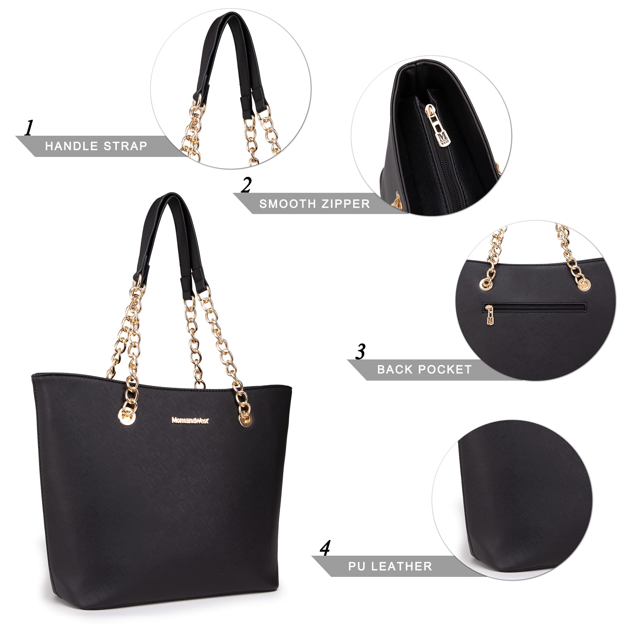 Foto 7 | Bolso De Mano Montana West Mwc-039abk Para Mujer En Piel Sintética - Venta Internacional.