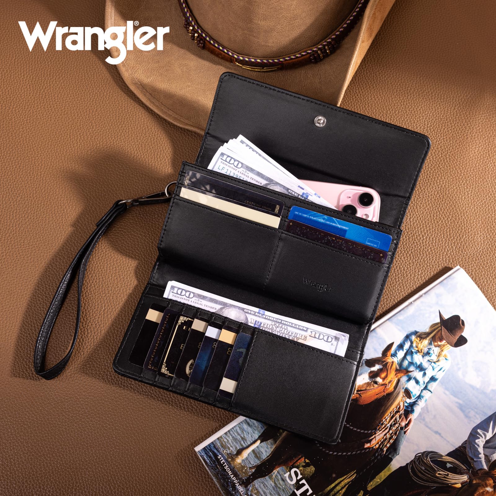 Foto 3 pulgar | Cartera Montana West X Wrangler Tooling Para Mujer, Piel Vegana, Color Negro - Venta Internacional.