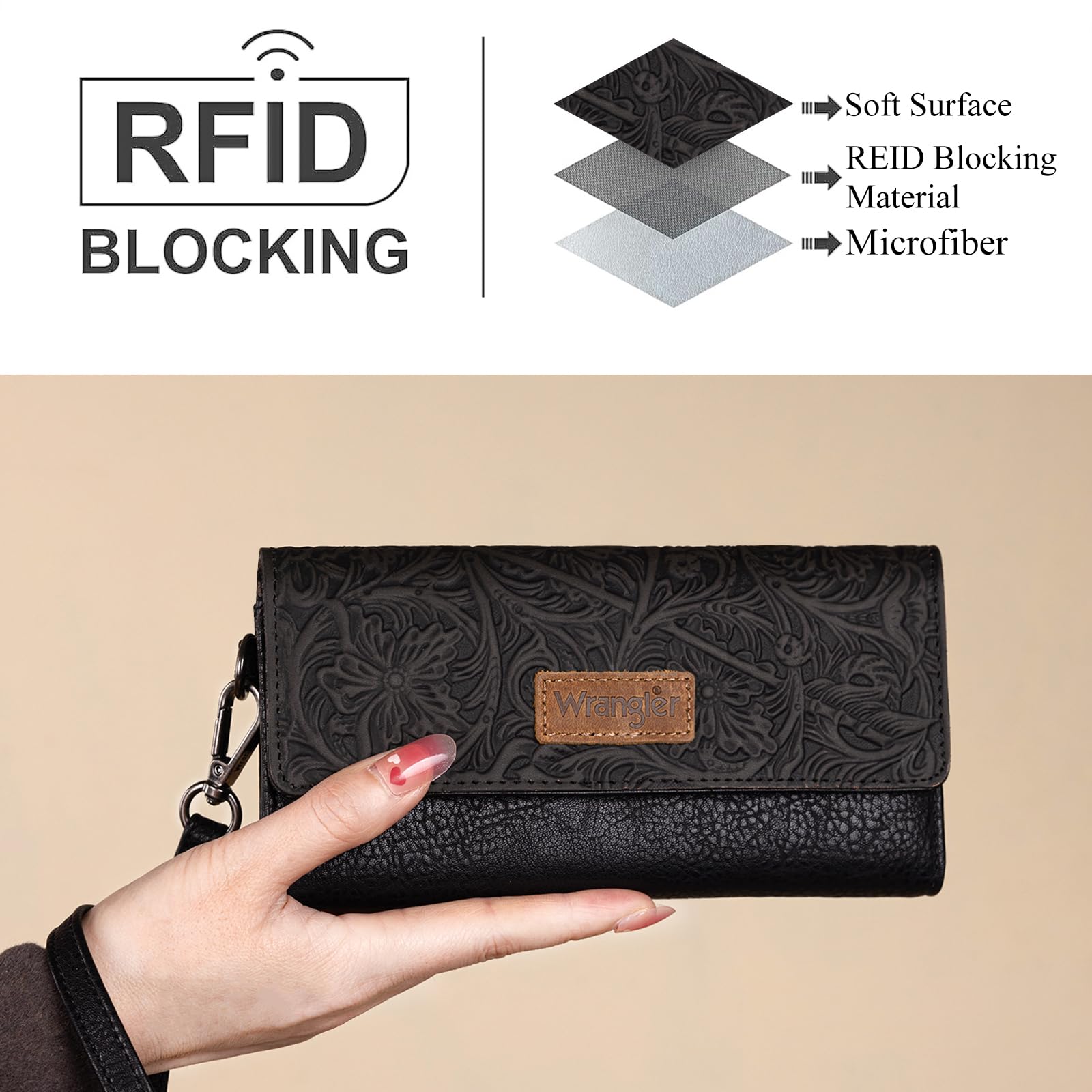 Foto 4 pulgar | Cartera Montana West X Wrangler Tooling Para Mujer, Piel Vegana, Color Negro - Venta Internacional.