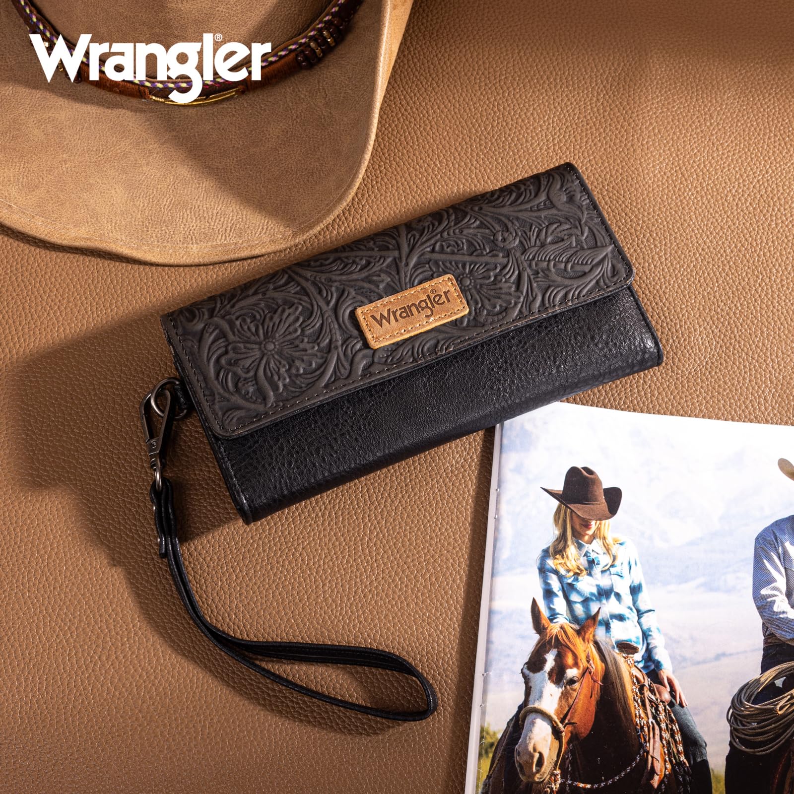 Foto 7 pulgar | Cartera Montana West X Wrangler Tooling Para Mujer, Piel Vegana, Color Negro - Venta Internacional.