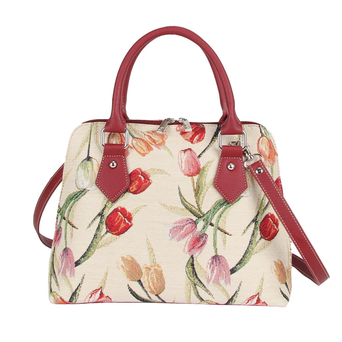 Bolso Signare Tapestry Tulipanes Con Flor Blanca Para Mujer - Venta Internacional.