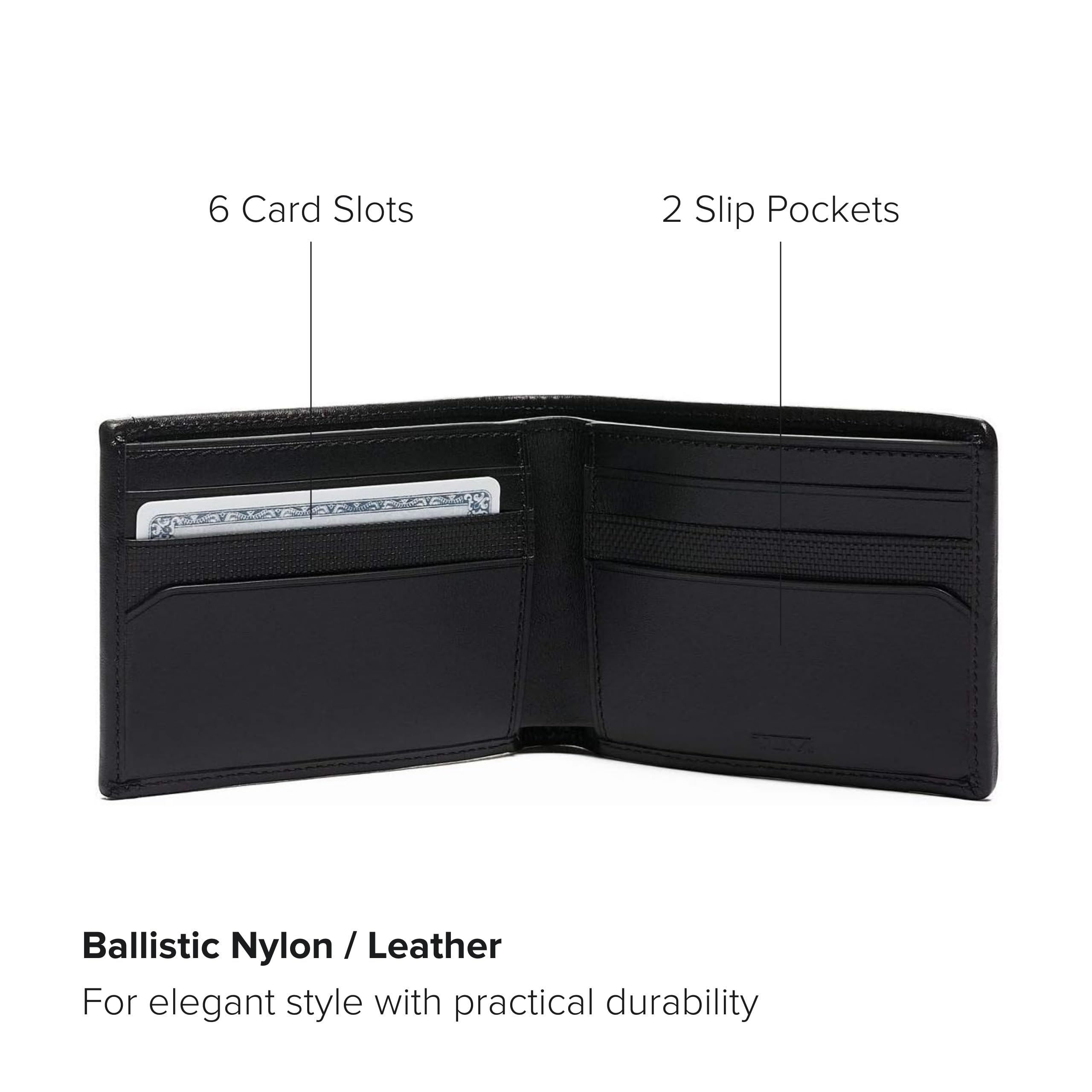 Foto 3 | Cartera Tumi Alpha De Nailon Balístico Con Doble Pliegue, Color Negro - Venta Internacional.