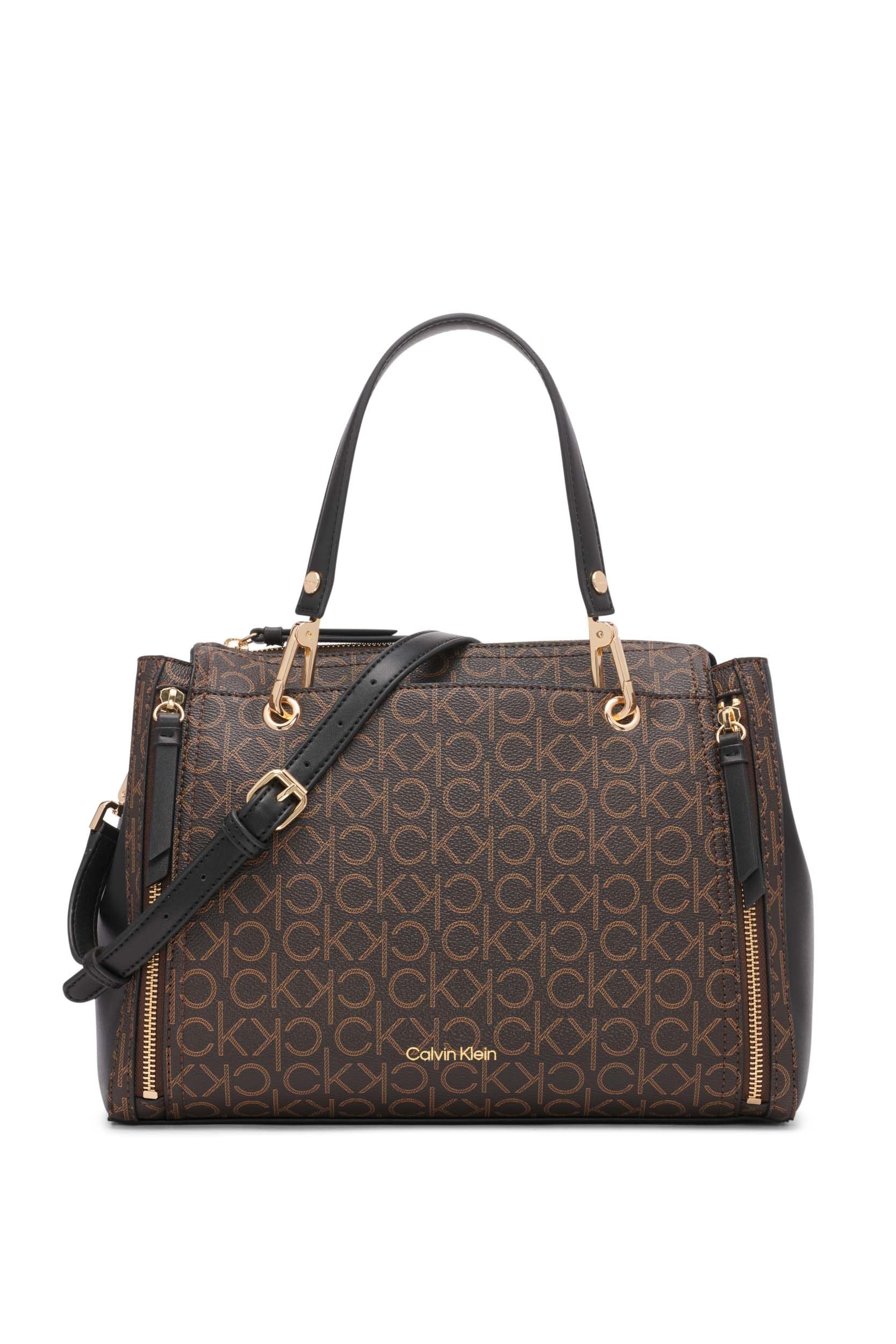 Bolso Tipo Cartera Calvin Klein Reyna Novelty Marrón/caqui/negro - Venta Internacional.