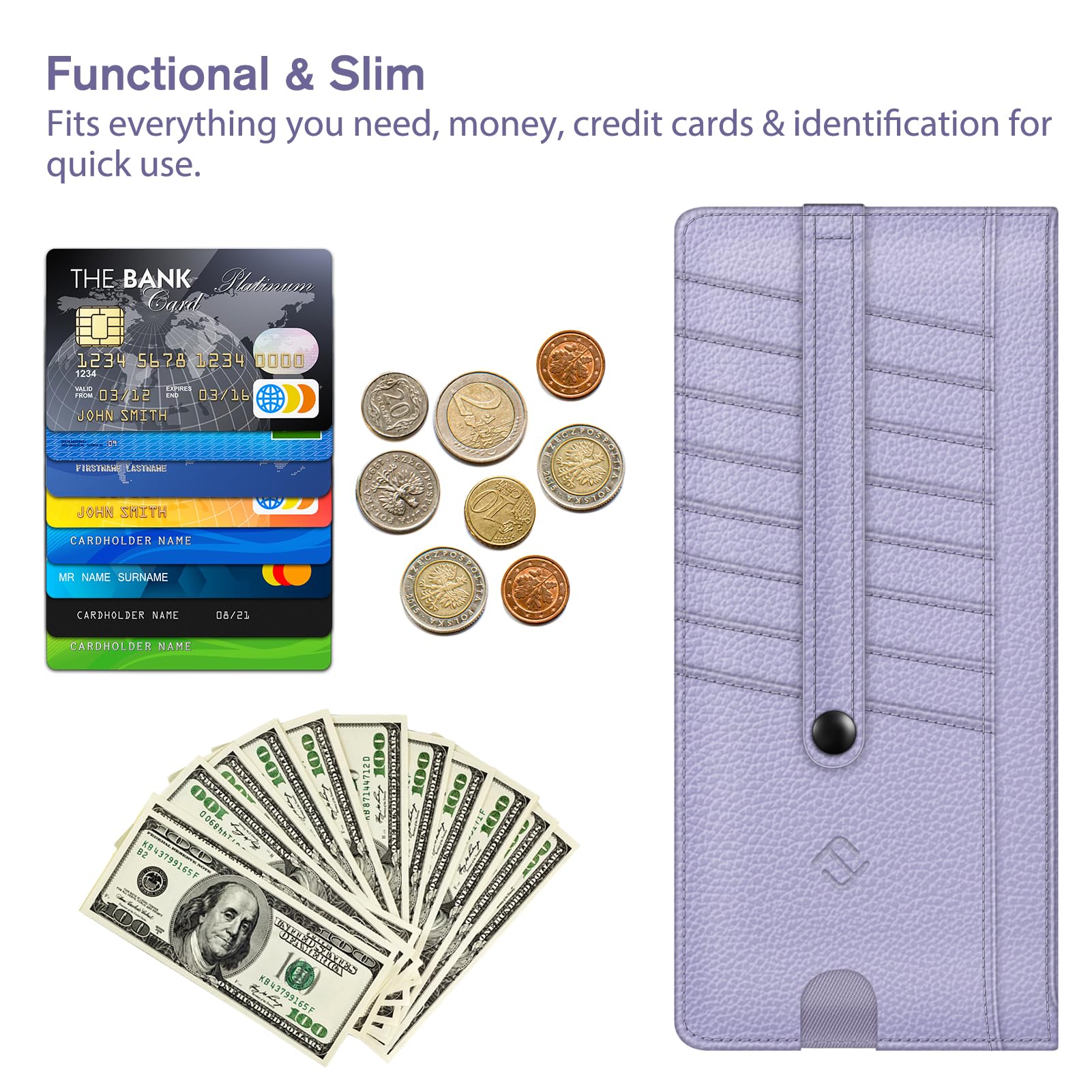 Foto 2 | Tarjetero Fintie Slim Con Bloqueo Rfid, Color Lila - Venta Internacional.
