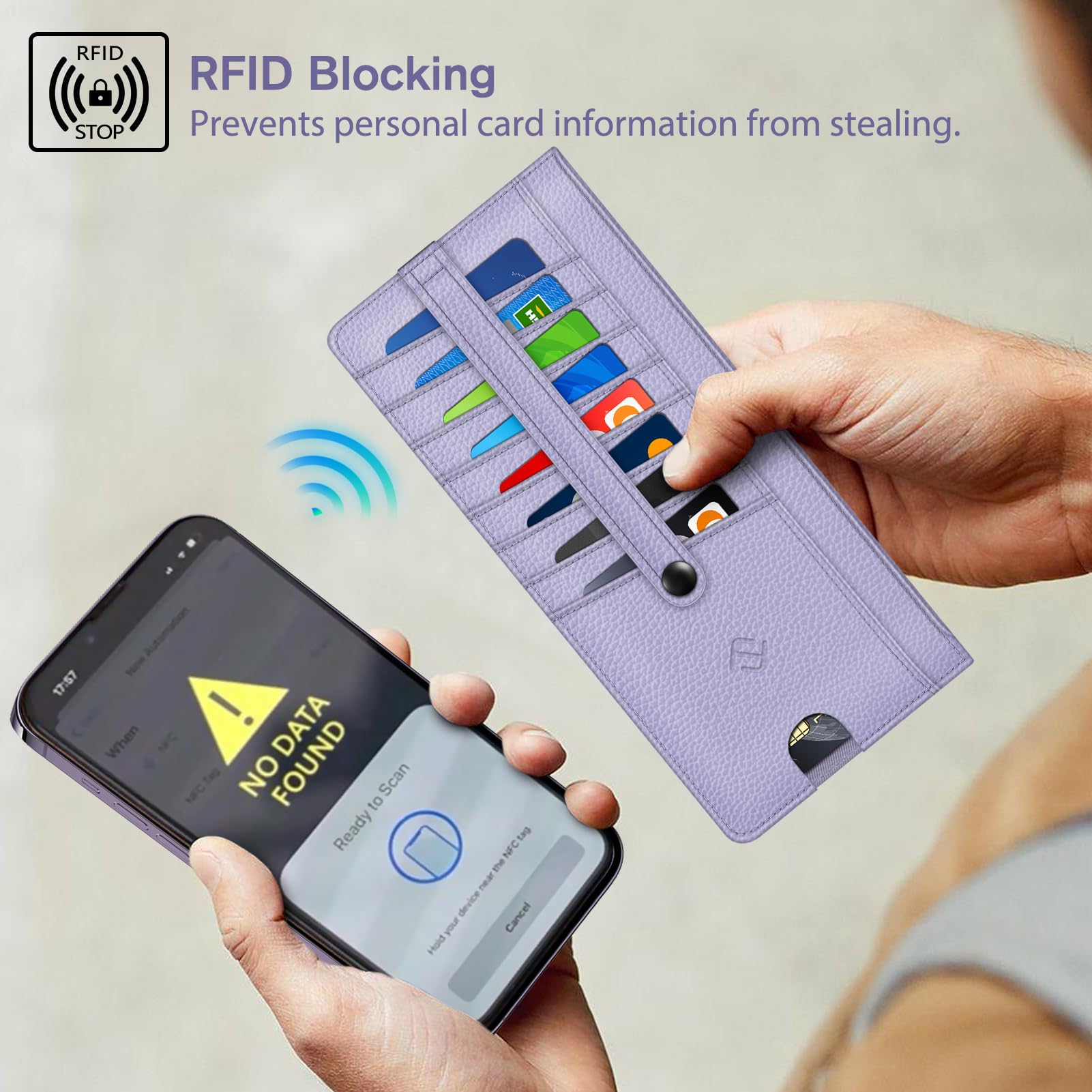 Foto 7 pulgar | Tarjetero Fintie Slim Con Bloqueo Rfid, Color Lila - Venta Internacional.