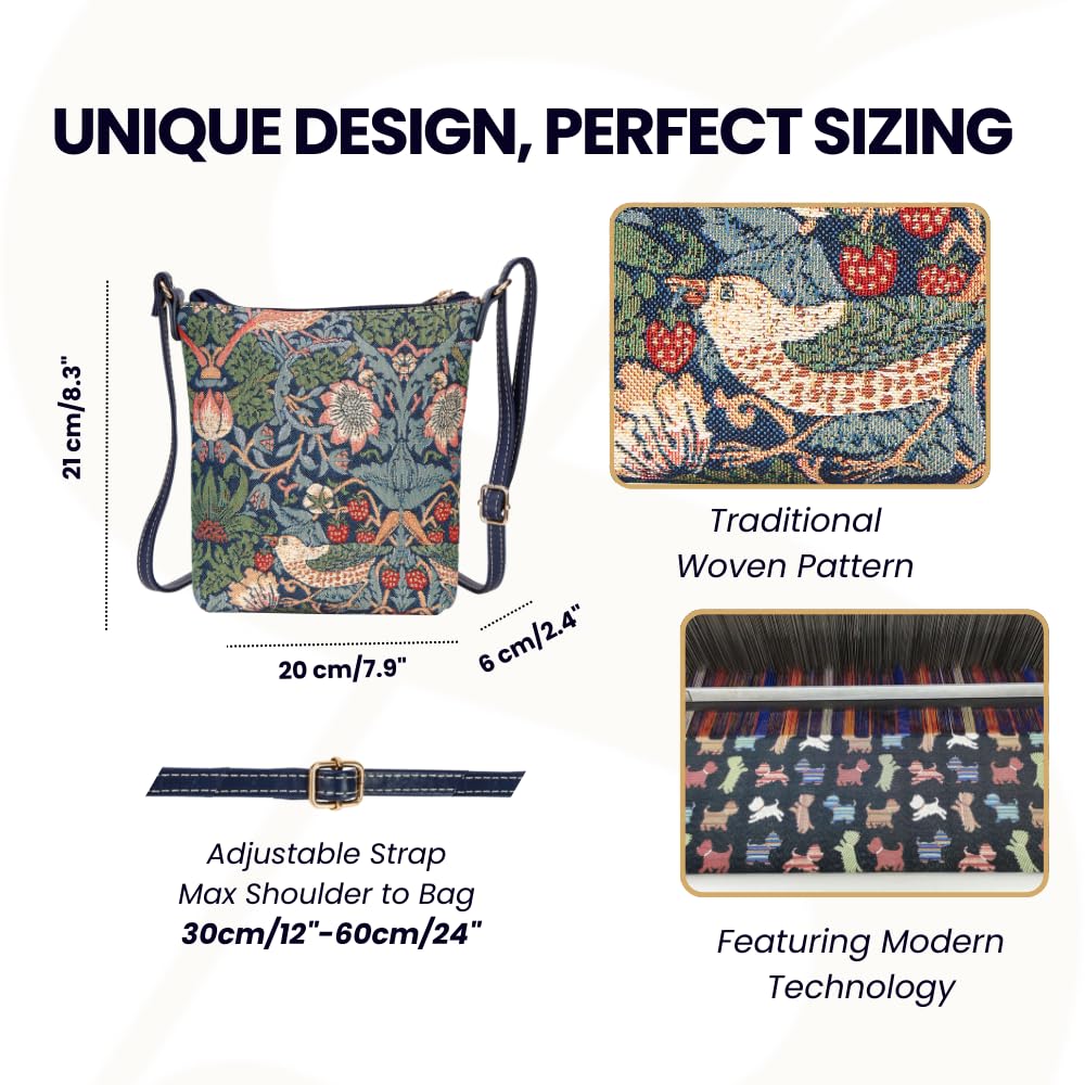 Foto 6 pulgar | Bandolera Signare Tapestry Small Para Mujer, Diseño Azul - Venta Internacional.