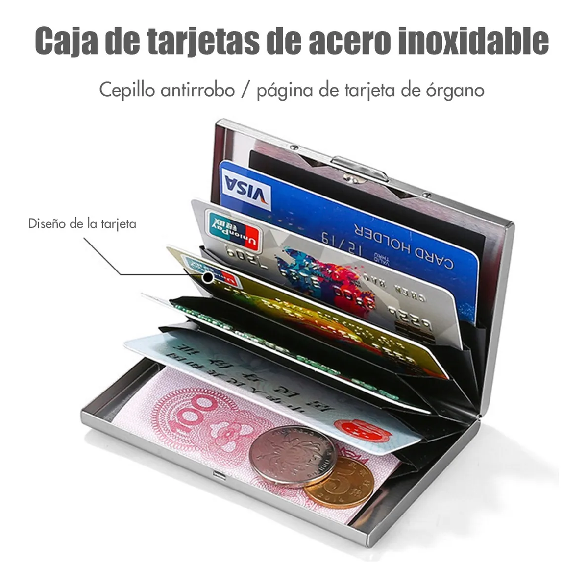 Foto 4 | Tarjetero Acero Inoxidable Porta Tarjetas Lab.g Plata