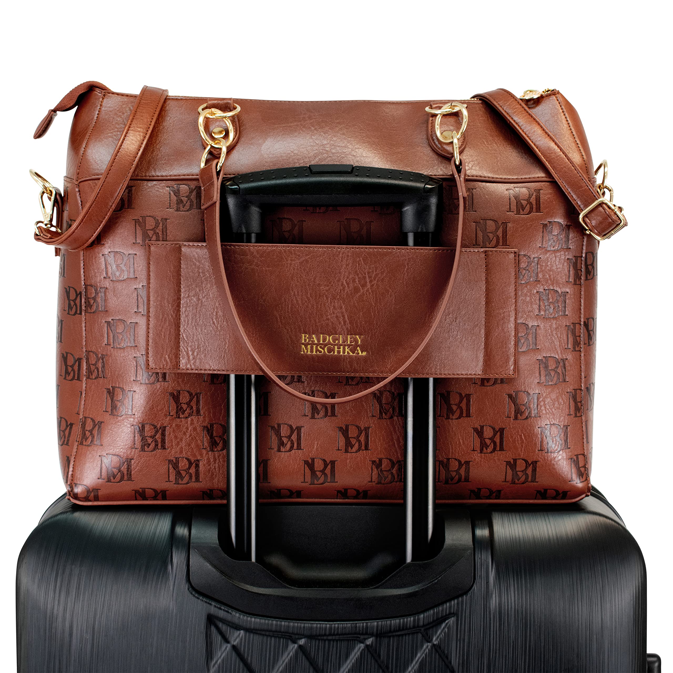 Foto 2 | Bolso Badgley Mischka Madalyn De Piel Vegana Para Viaje, Color Canela - Venta Internacional.